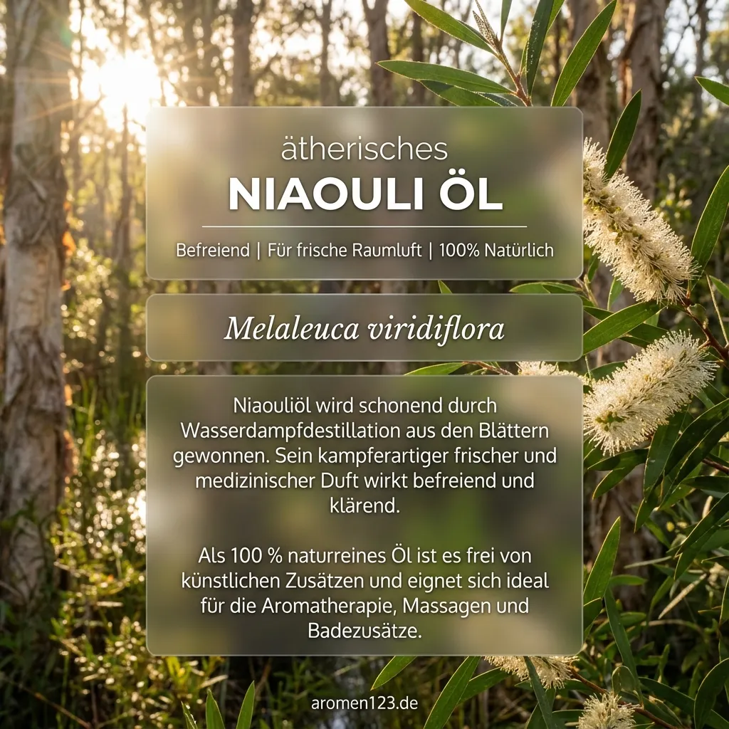 Braunglasflasche ätherisches Niaouliöl Melaleuca viridiflora von aromen123