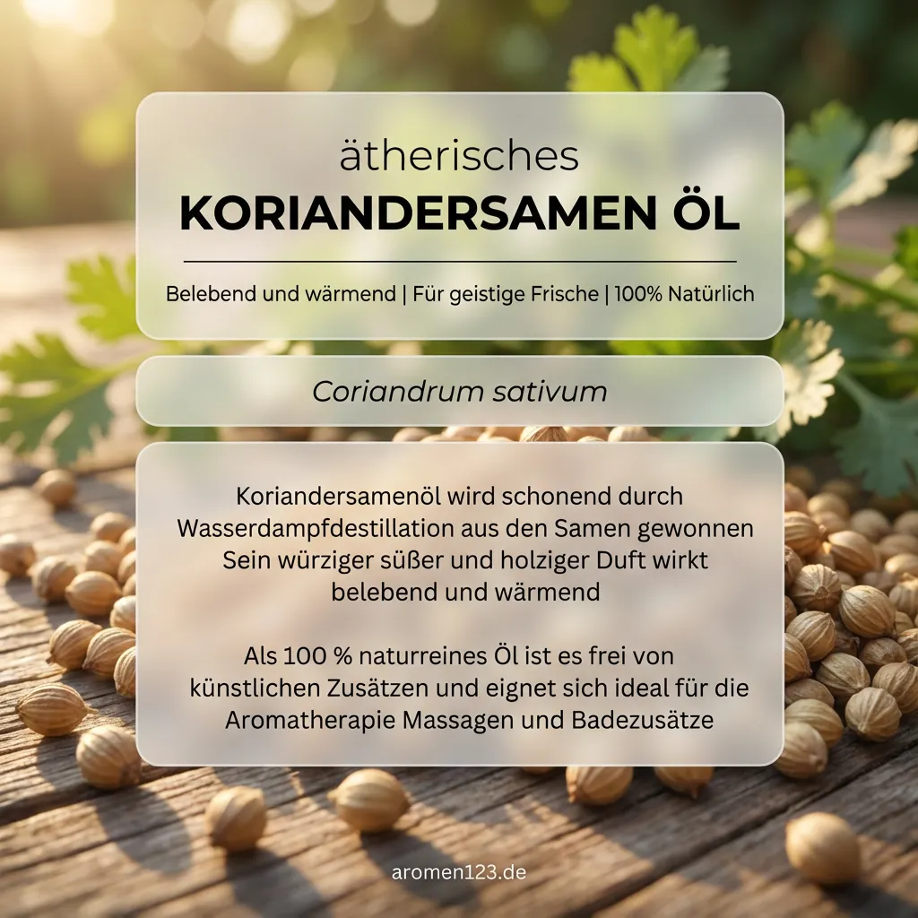 Ätherisches Koriandersamenöl EU 10ml - Würzig-süßes Duftöl aus Europa Braunglasflasche ätherisches Koriandersamenöl Coriandrum sativum von aromen123
