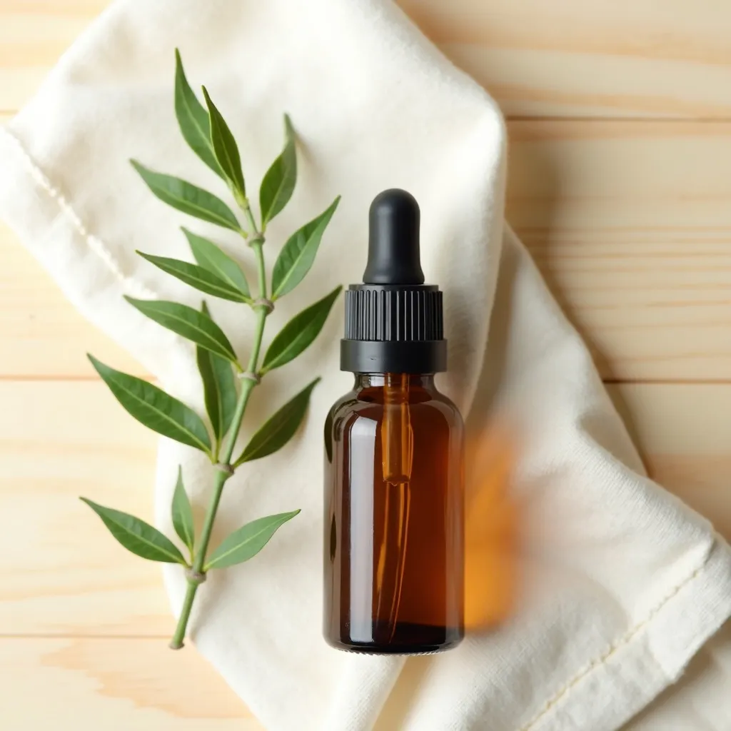 Ätherisches Verbenaöl von aromen123 mit Verbenenblättern dekorativ arrangiert
