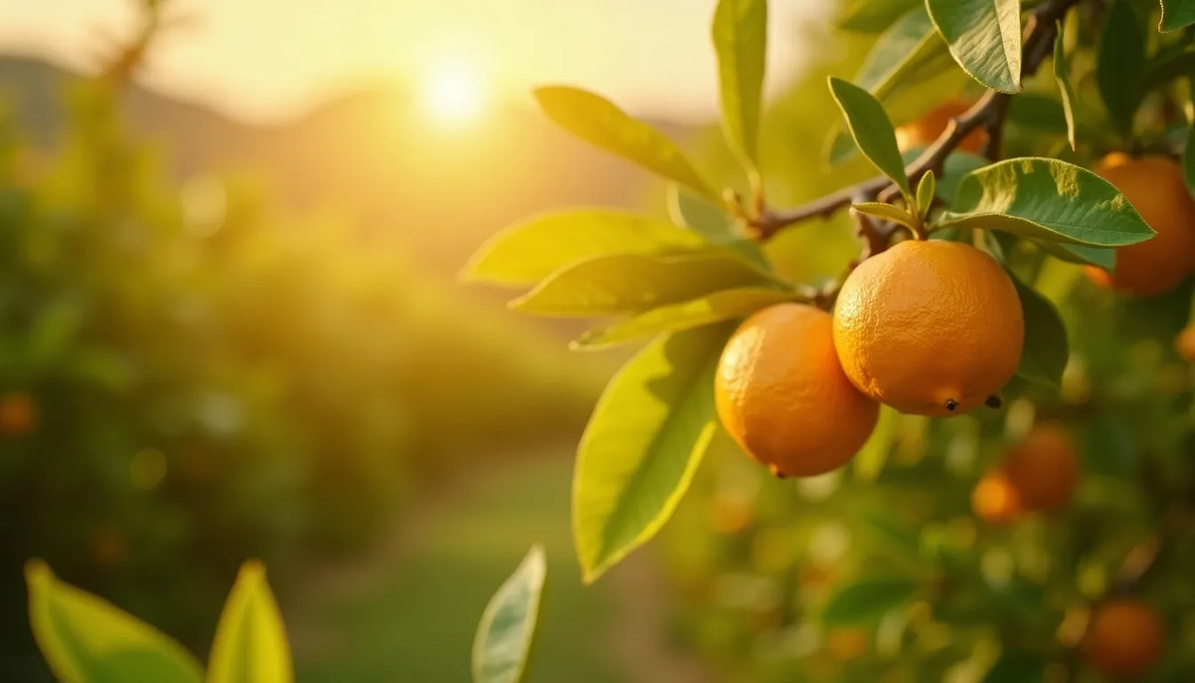 Bitterorangen Citrus aurantium am Baum in Italien, Herkunft des Orangenoels bitter