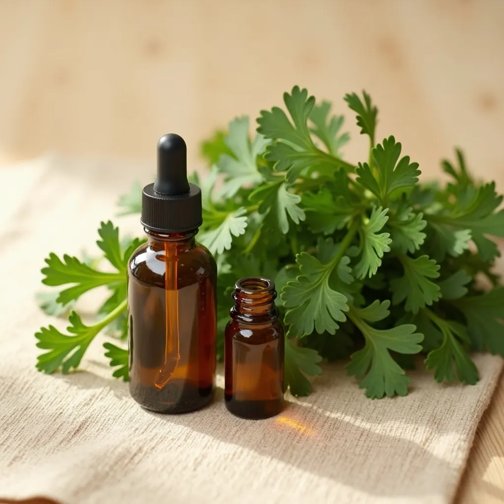 Ätherisches Petersilienblätteröl 10ml - Naturrein aus EU-Anbau Petersilienblaetteroel mit frischen Petersilienzweigen dekorativ arrangiert