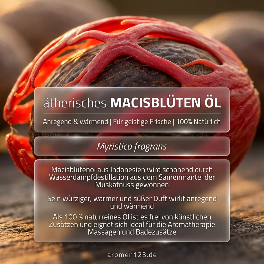 Braunglasflasche ätherisches Macisblütenöl EU-Anbau von aromen123