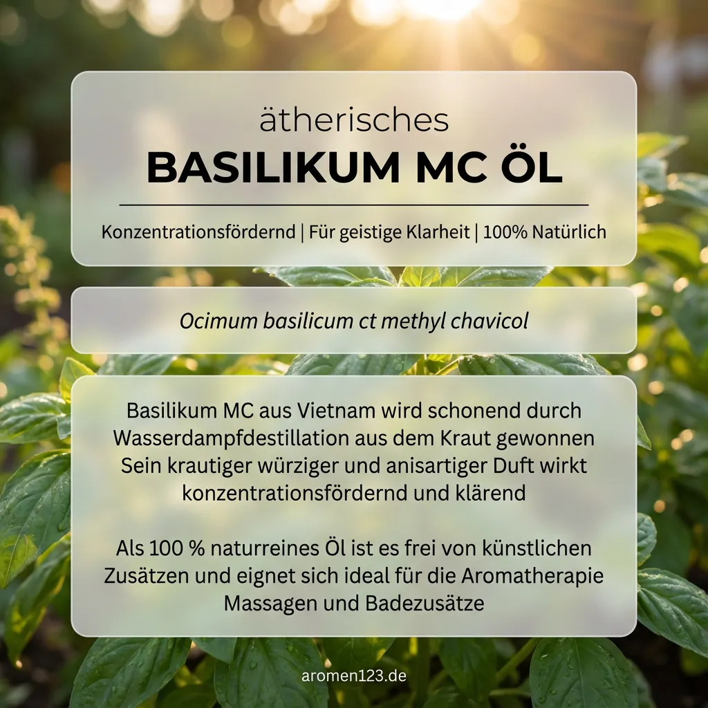 Braunglasflasche aetherisches Basilikumöl MC Vietnamesisch von aromen123