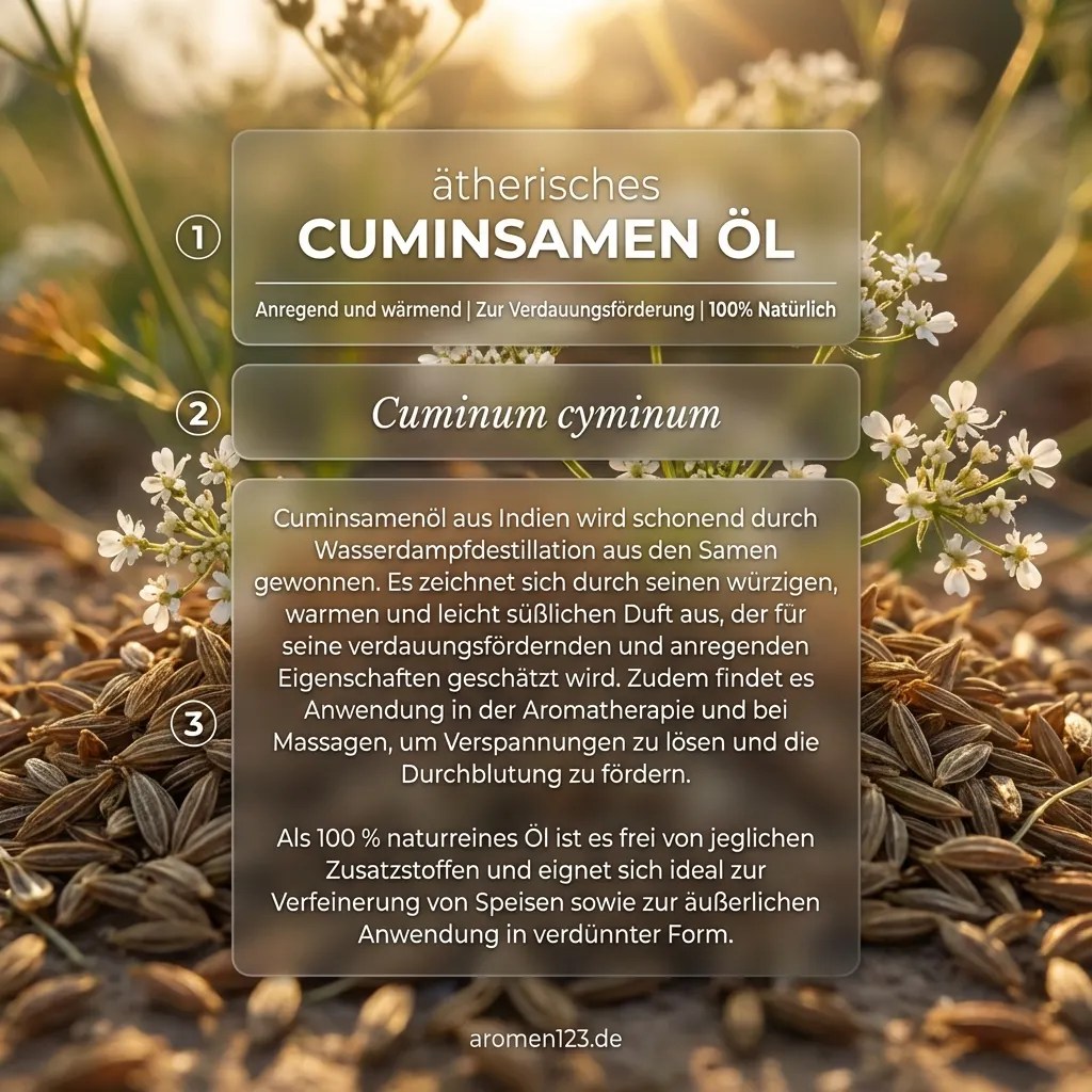 Braunglasflasche aetherisches Cuminsamenöl Indisch von aromen123