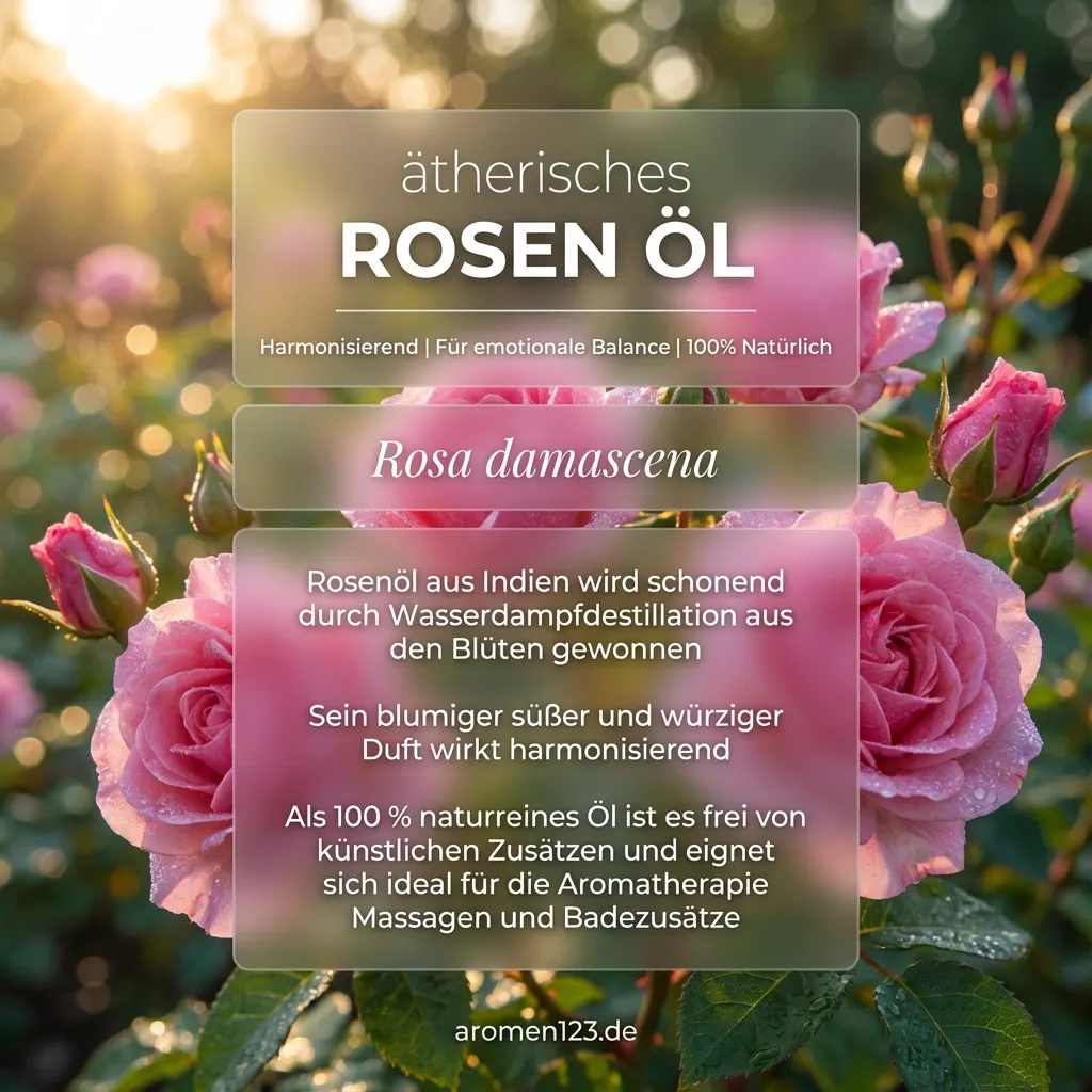 Braunglasflasche aetherisches Rosenöl Rosa damascena Indisch von aromen123