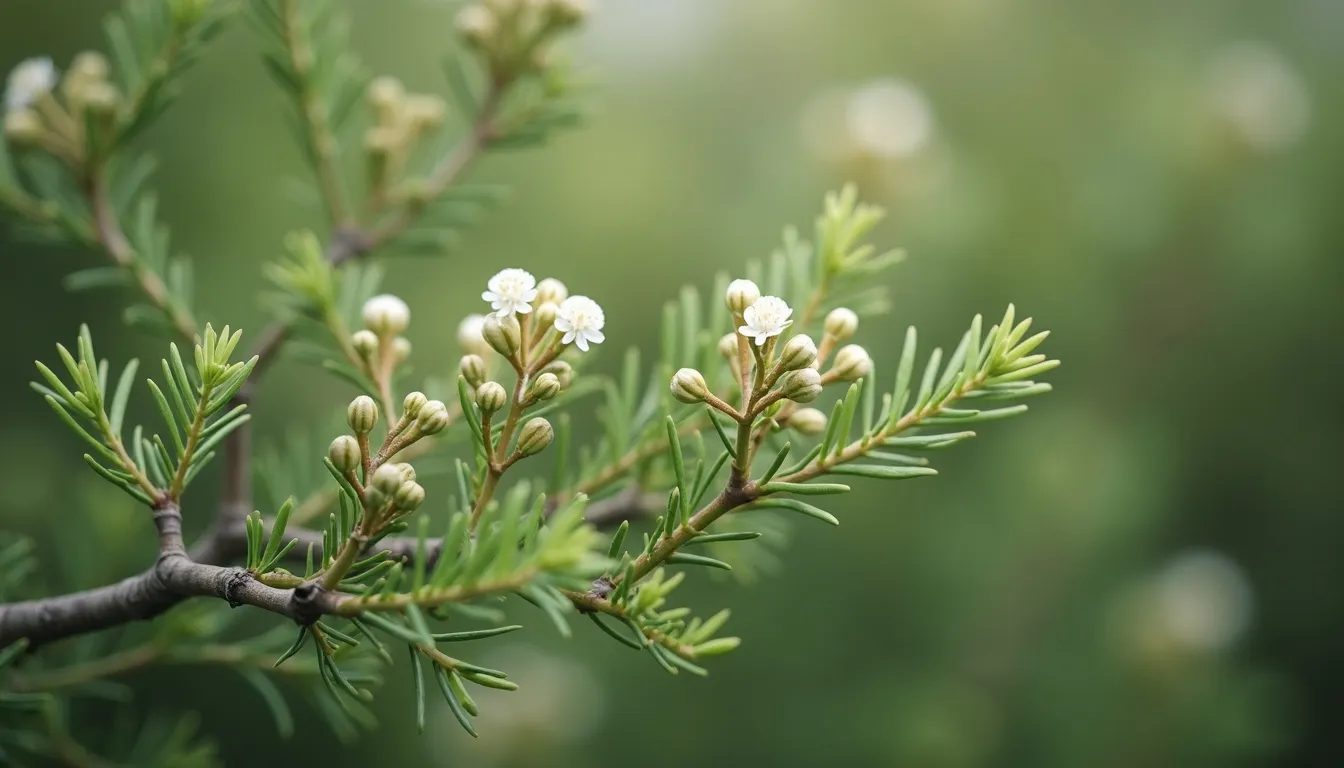 Ätherisches Kanukaöl 10ml - Kunzea ericoides aus EU-Anbau Kanuka-Strauch mit Blüten, Herkunft des ätherischen Kanukaöls von aromen123
