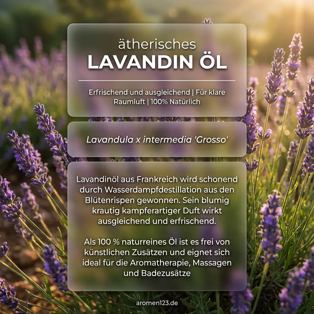 Braunglasflasche aetherisches Lavandinöl Grosso Franzoesisch von aromen123