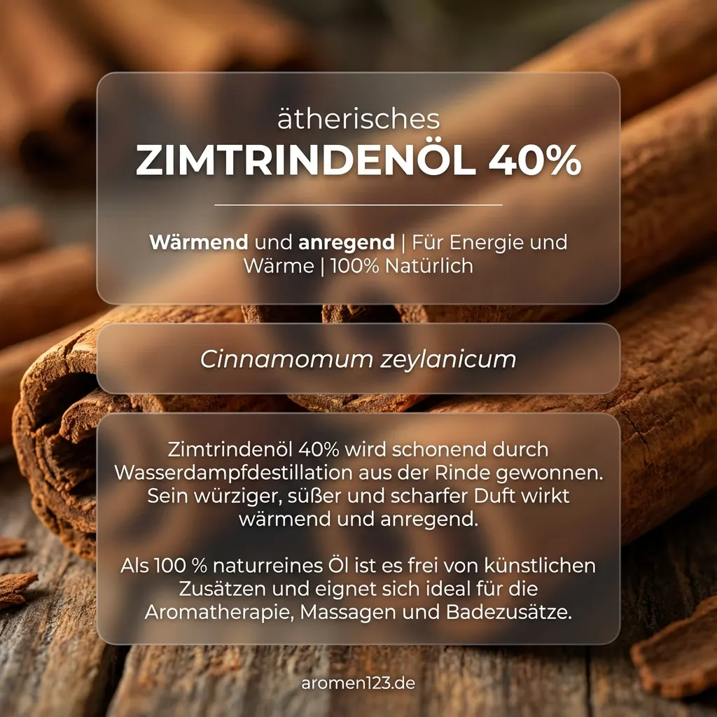Braunglasflasche ätherisches Zimtrindenöl 40% Ceylon Cinnamomum zeylanicum von aromen123