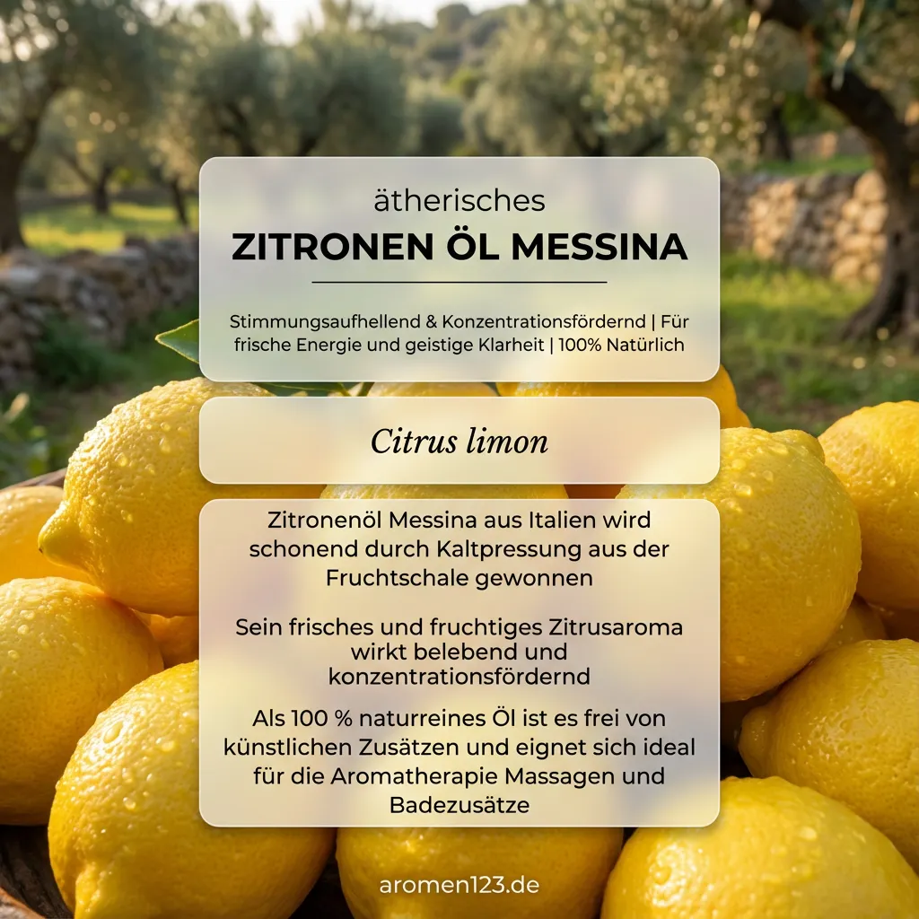 Braunglasflasche ätherisches Zitronenöl Messina Citrus limon aus Sizilien von aromen123