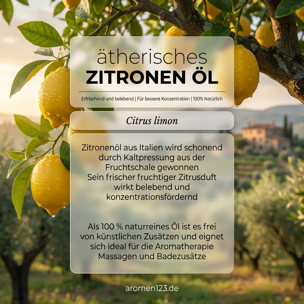 Braunglasflasche Zitronenöl italienisch Citrus limon von aromen123