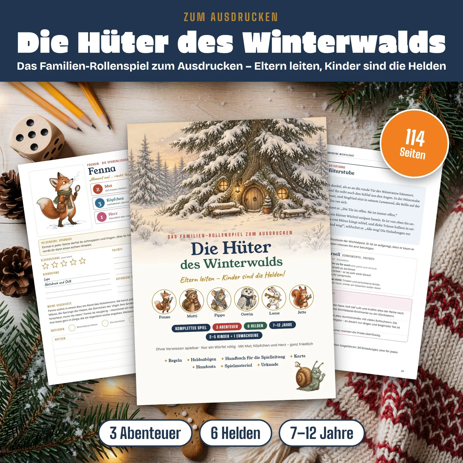 Rollenspiel für Kinder zum Ausdrucken – Die Hüter des Winterwalds – Titelbild