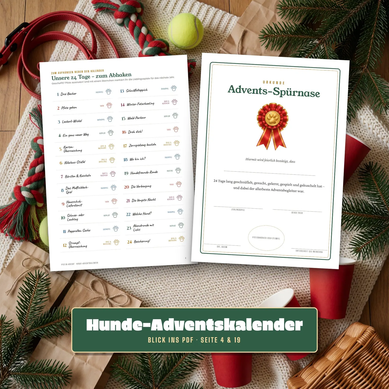 Hunde-Adventskalender zum Ausdrucken – Pfoten-Advent – Einblick 3
