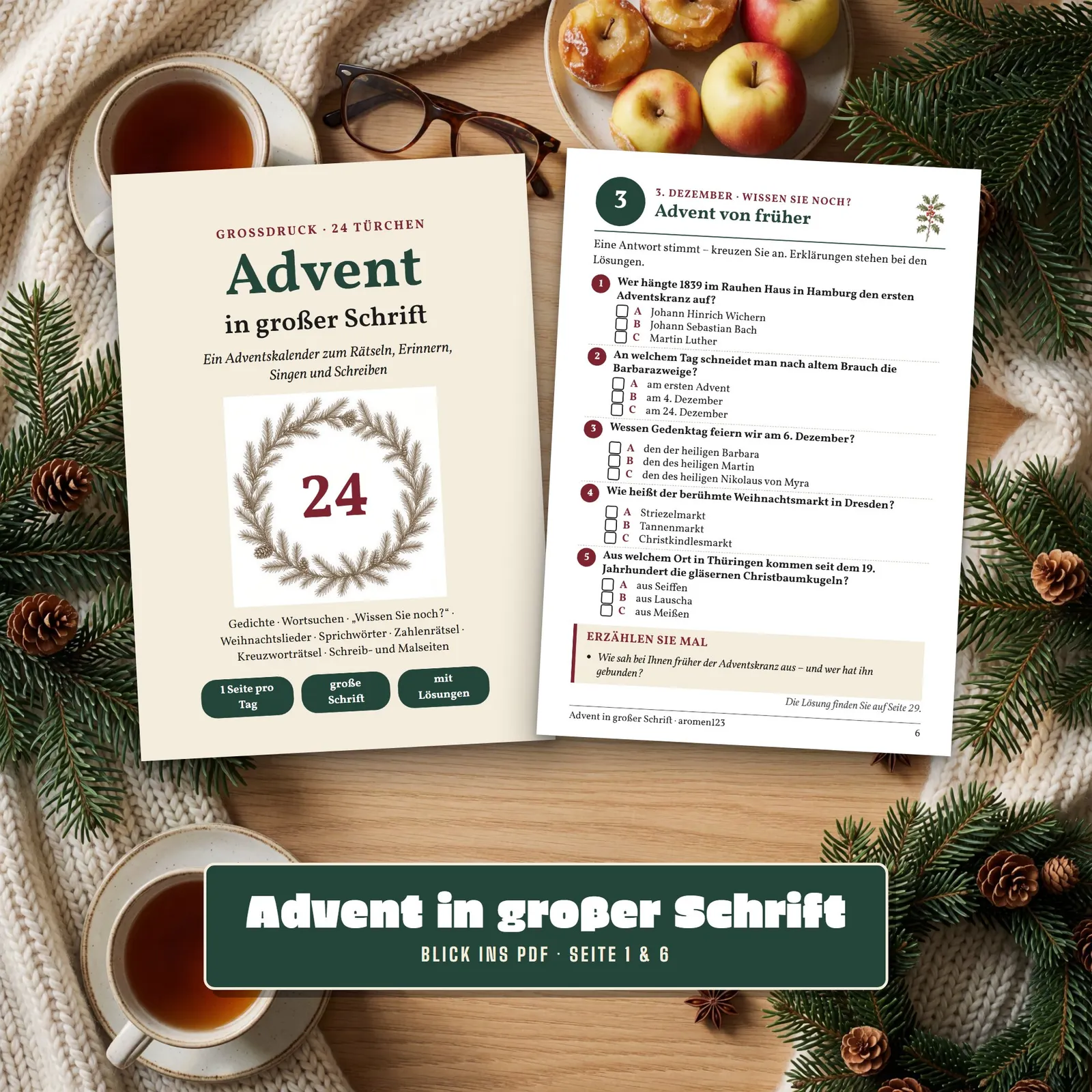 Adventskalender für Senioren in Großdruck – Advent in großer Schrift – Einblick 2