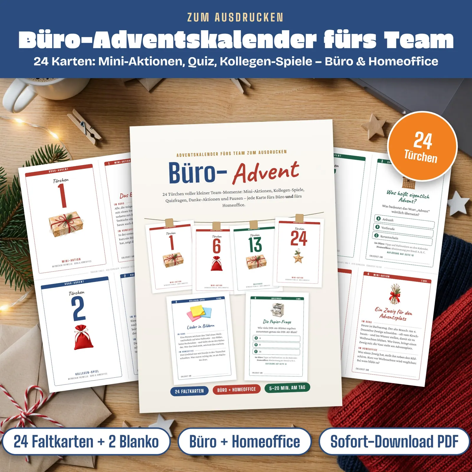 Büro-Adventskalender fürs Team zum Ausdrucken – Büro-Advent – Titelbild