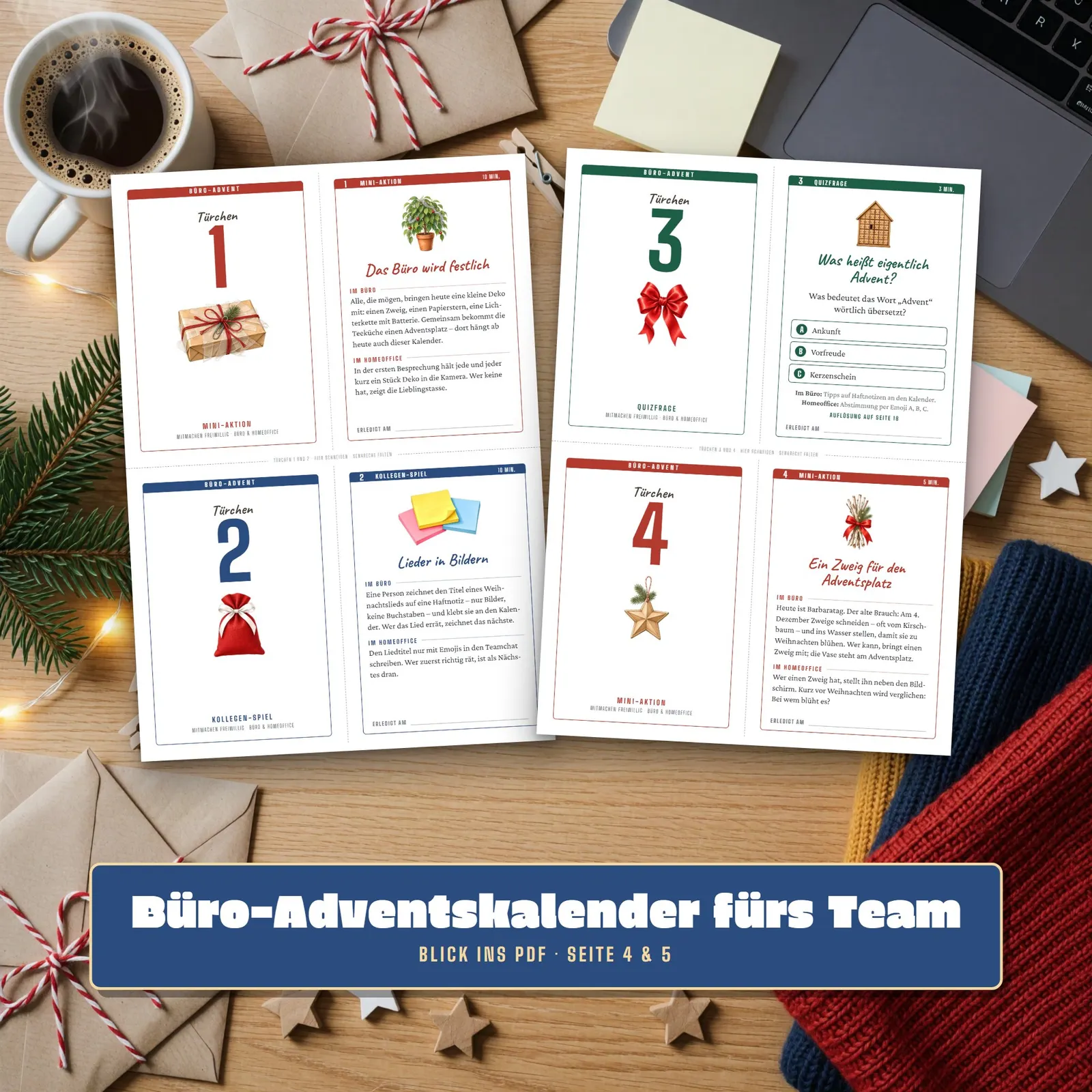 Büro-Adventskalender fürs Team zum Ausdrucken – Büro-Advent – Einblick 2