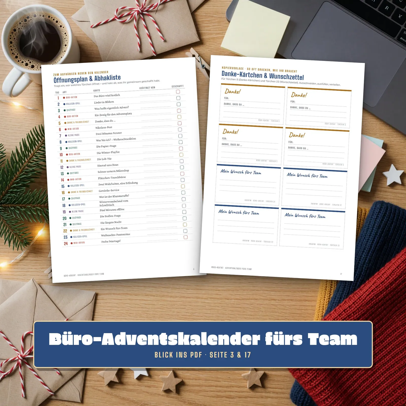 Büro-Adventskalender fürs Team zum Ausdrucken – Büro-Advent – Einblick 3