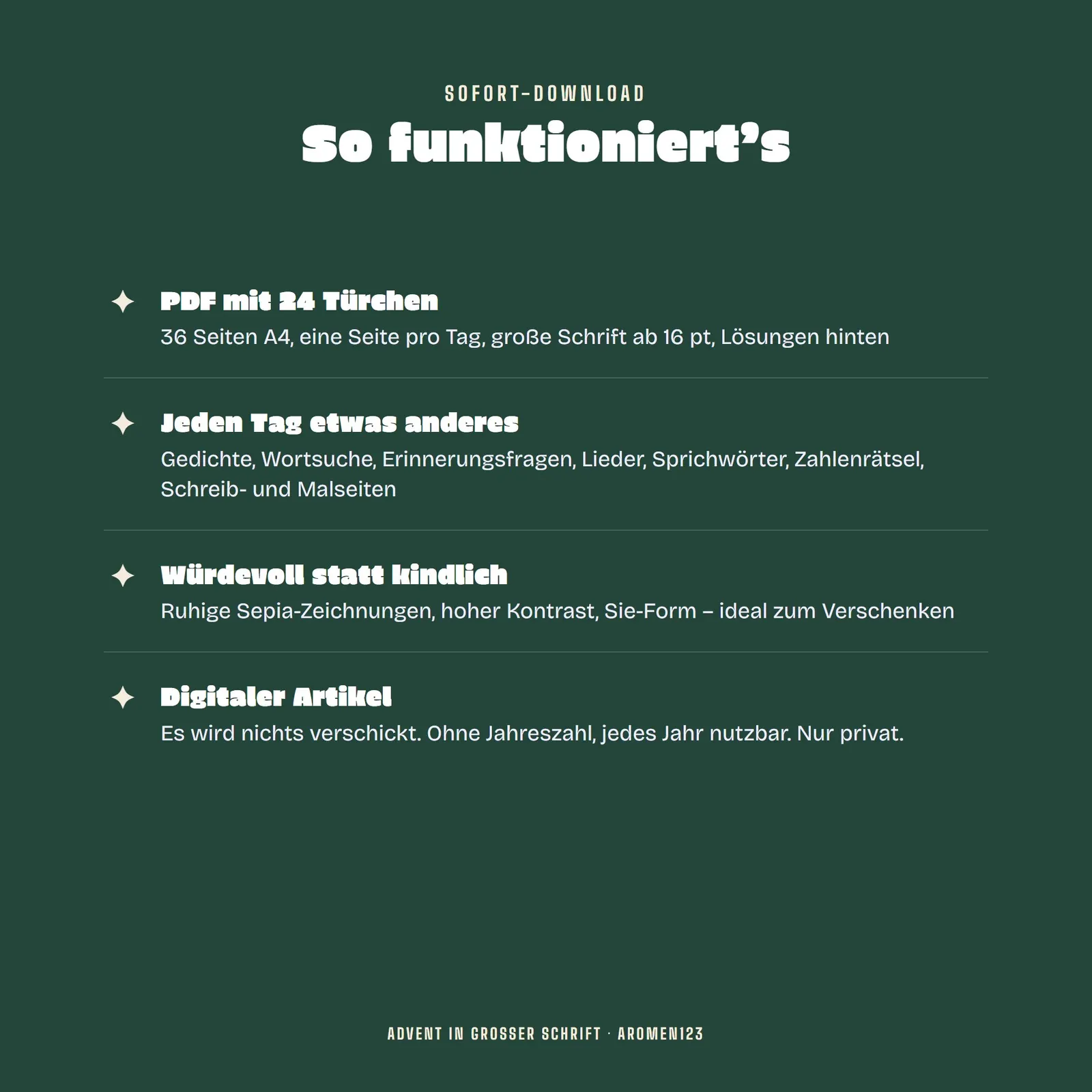 Adventskalender für Senioren in Großdruck – Advent in großer Schrift – Einblick 4