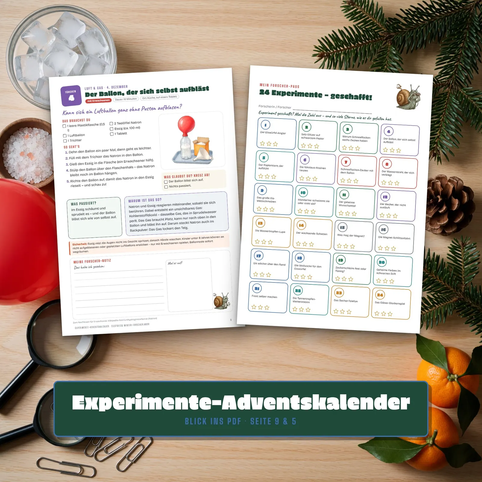 Experimente-Adventskalender für Kinder – Winter-Forscherlabor – Einblick 2