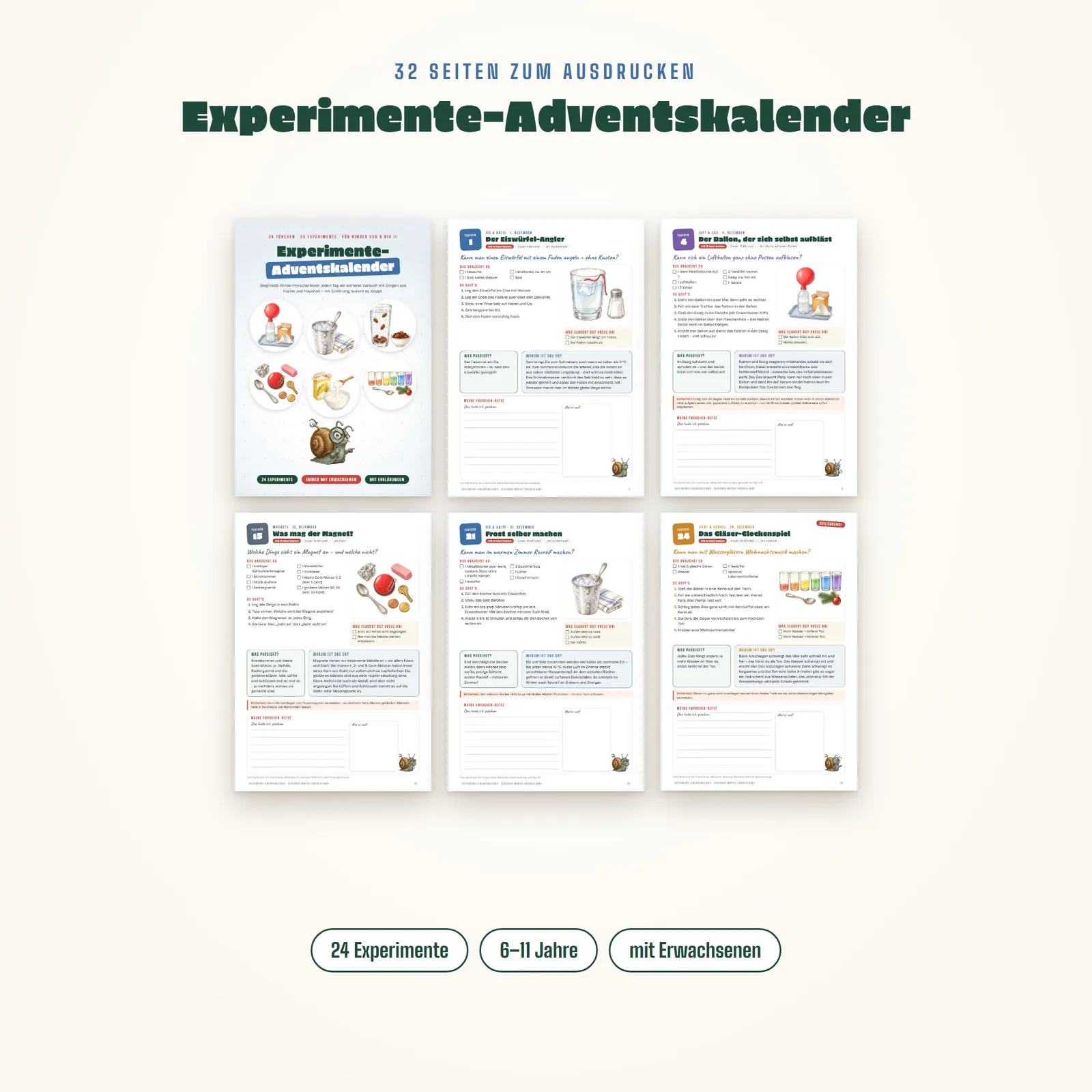Experimente-Adventskalender für Kinder – Winter-Forscherlabor – Einblick 1