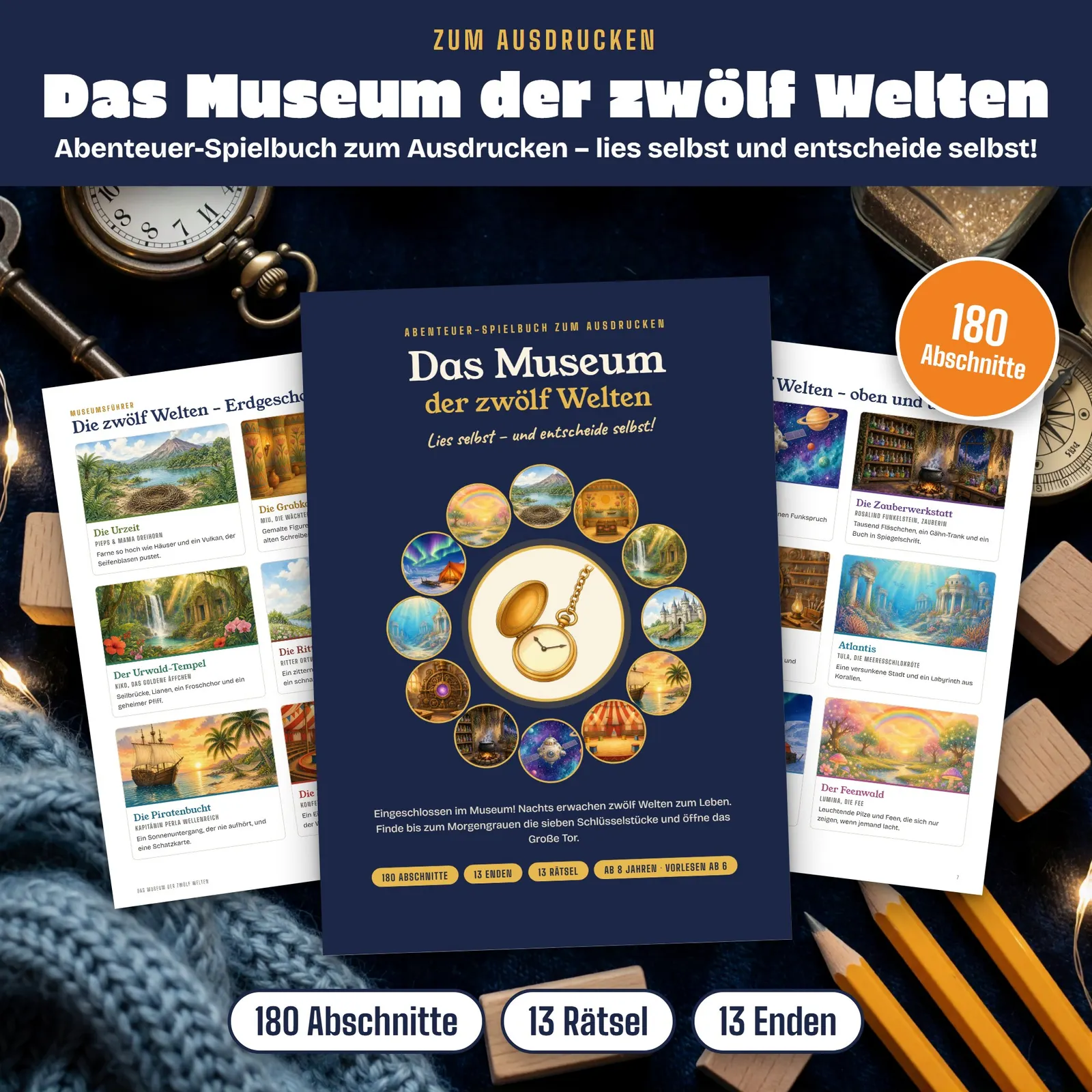Spielbuch für Kinder zum Ausdrucken – Das Museum der zwölf Welten – Titelbild