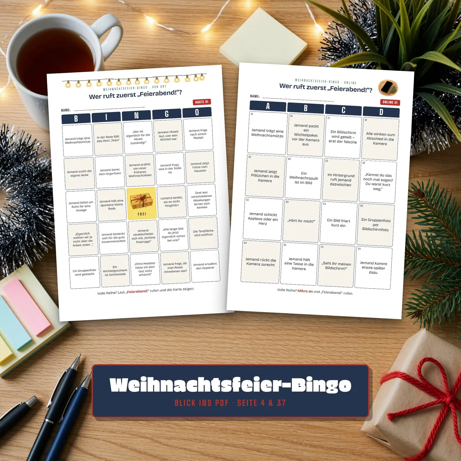 Weihnachtsfeier-Bingo fürs Büro – vor Ort und im Videocall – Einblick 2