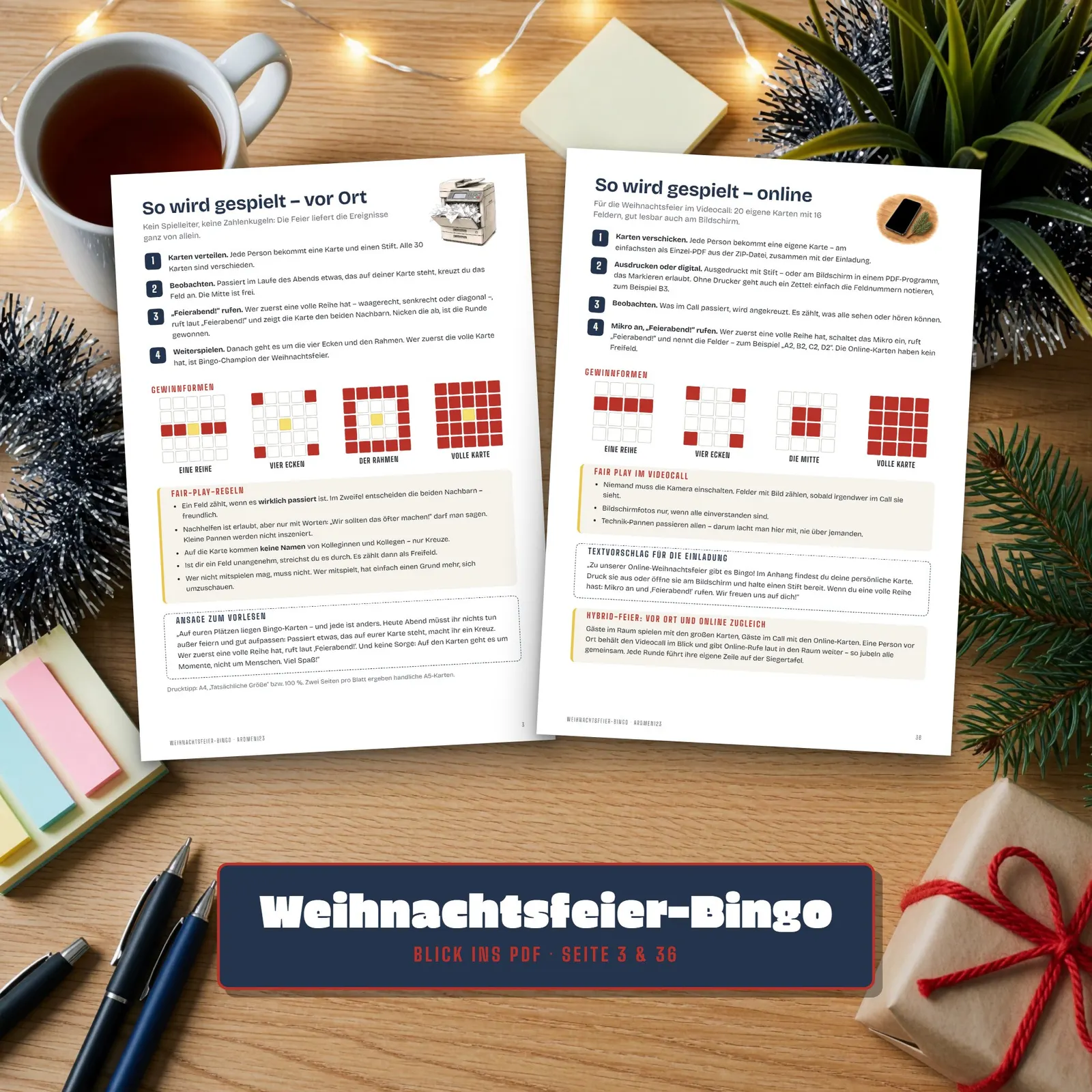 Weihnachtsfeier-Bingo fürs Büro – vor Ort und im Videocall – Einblick 3