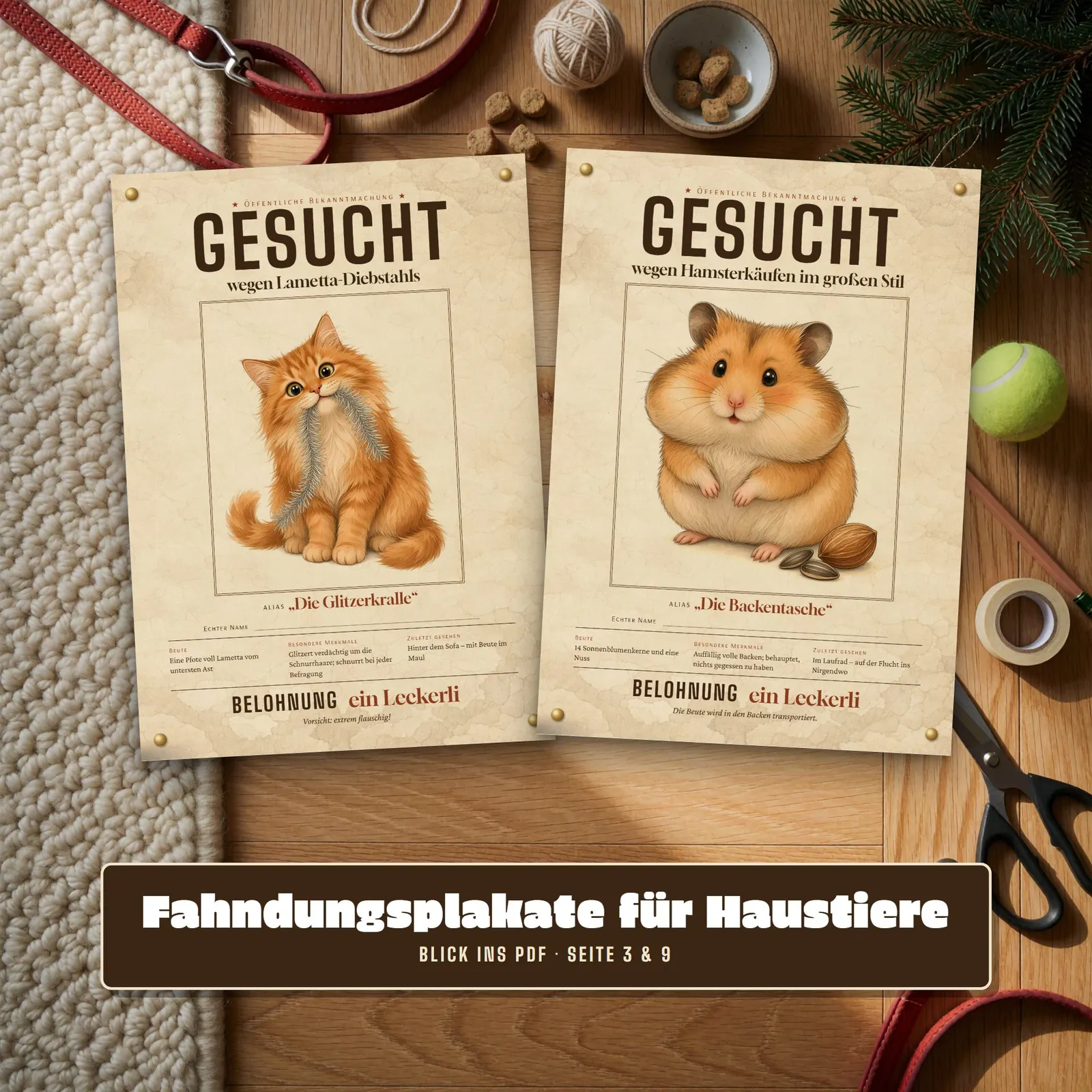Fahndungsplakate für Haustiere – Gesucht wegen Lametta-Diebstahls! – Einblick 2
