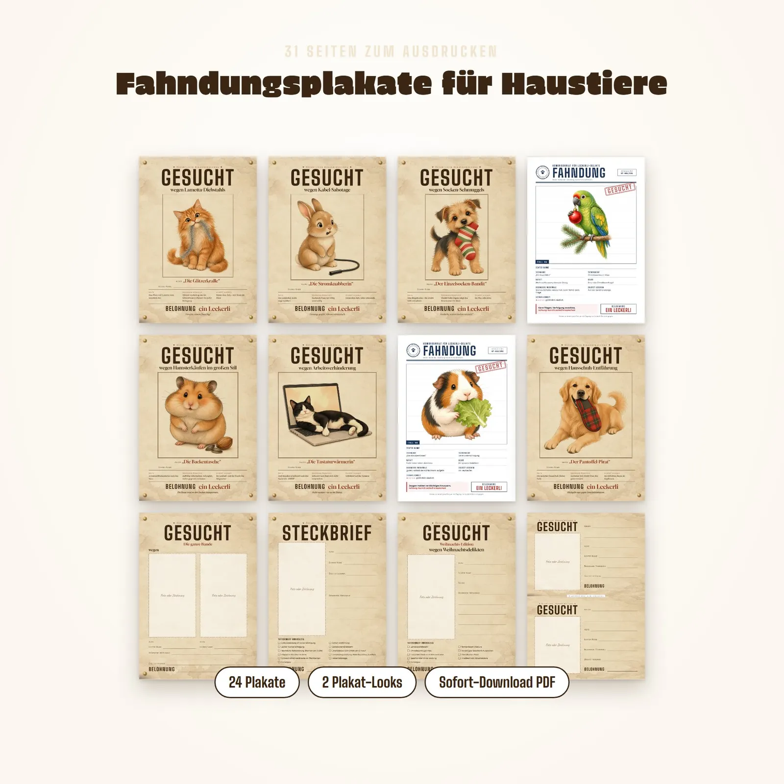 Fahndungsplakate für Haustiere – Gesucht wegen Lametta-Diebstahls! – Einblick 1