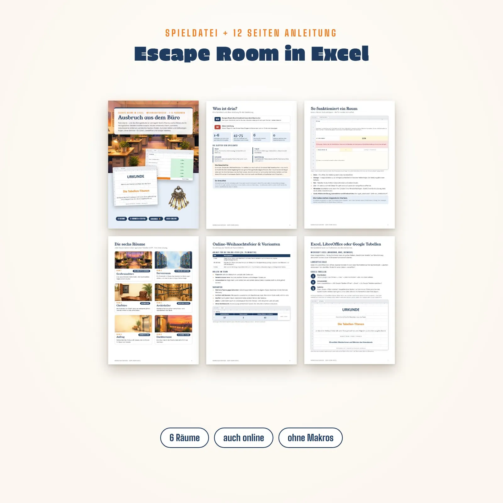 Escape Room in Excel – Ausbruch aus dem Büro für die Weihnachtsfeier – Blick in die Tabelle 1