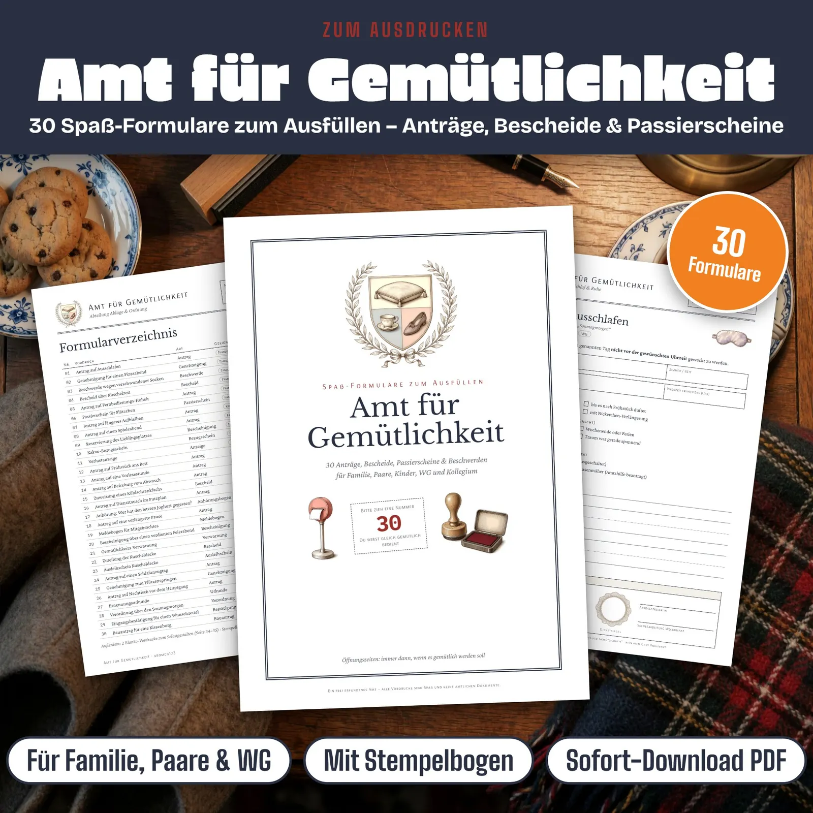 Lustige Formulare zum Ausdrucken – Amt für Gemütlichkeit – Titelbild