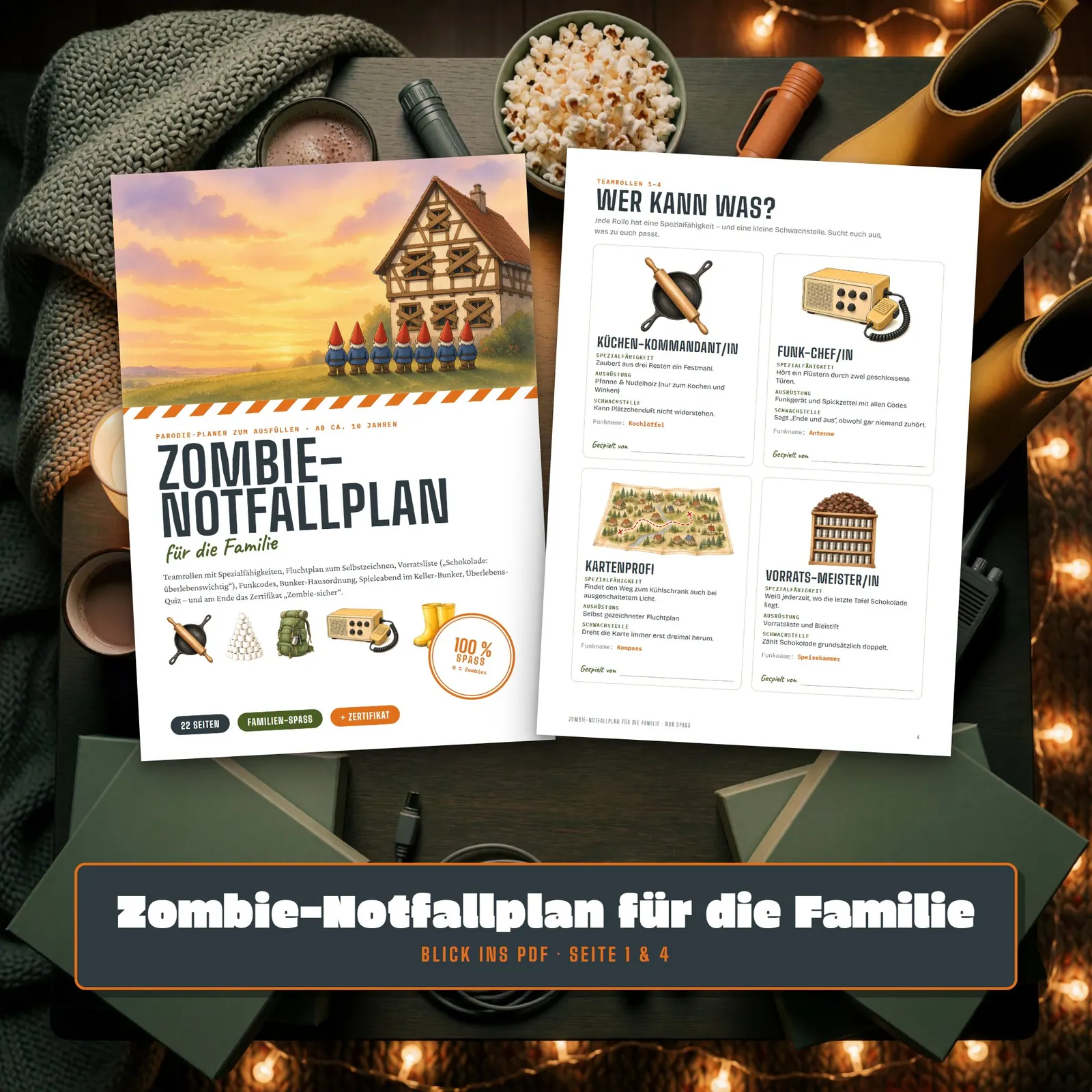 Zombie-Notfallplan für die Familie – Parodie-Planer zum Ausfüllen – Einblick 2
