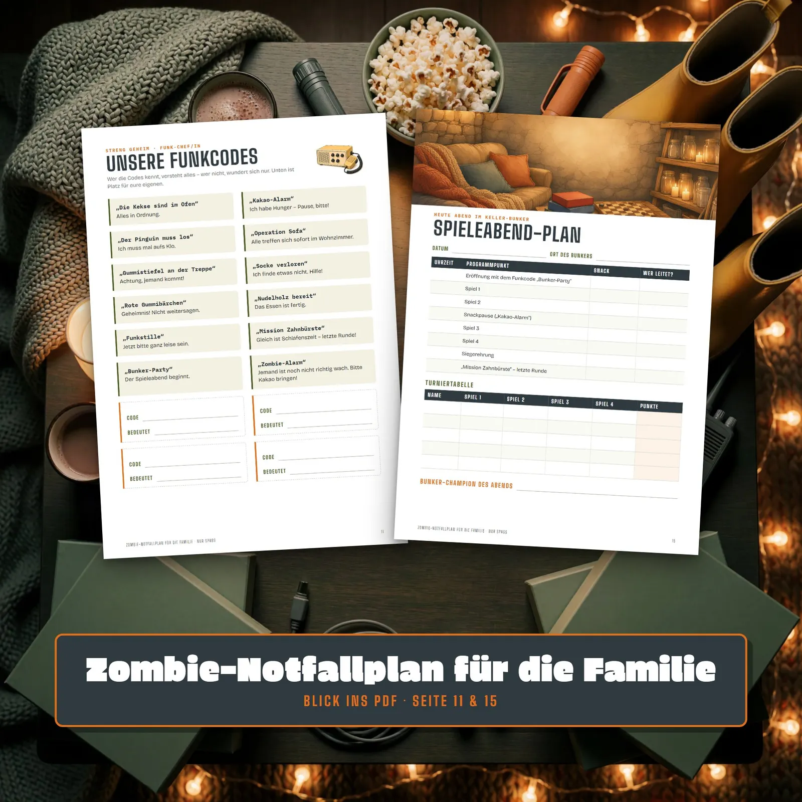 Zombie-Notfallplan für die Familie – Parodie-Planer zum Ausfüllen – Einblick 3