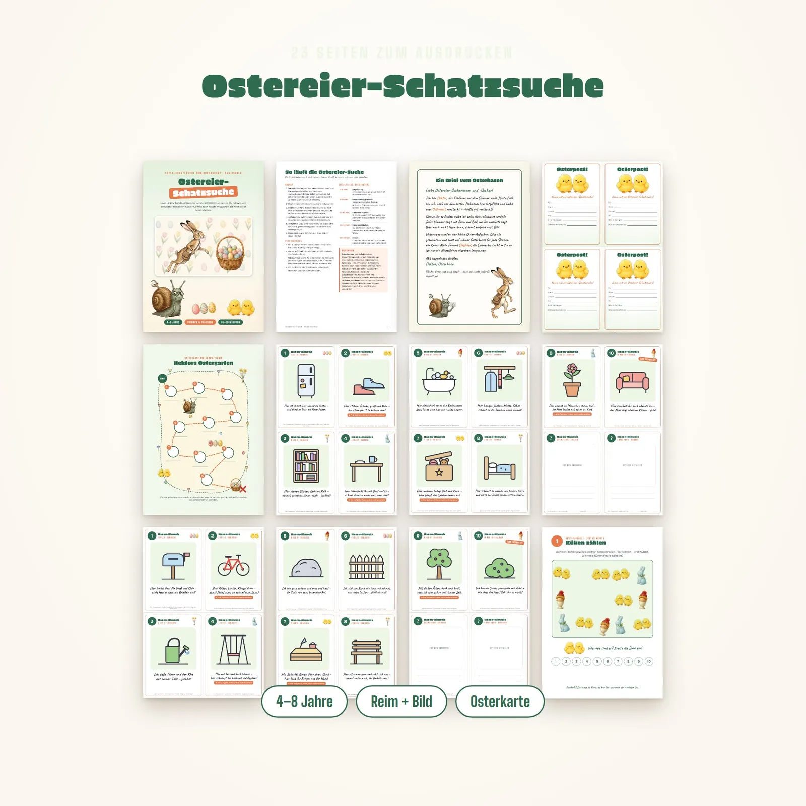 Ostereier-Schatzsuche zum Ausdrucken – Hektors Osternest Ostereier-Schatzsuche zum Ausdrucken – Hektors Osternest – Einblick 1