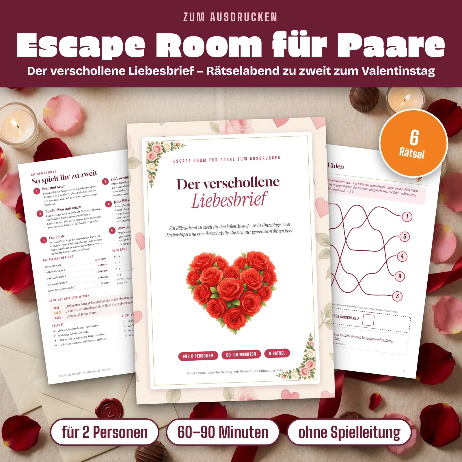 Escape Room für Paare zum Ausdrucken – Der verschollene Liebesbrief Escape Room für Paare zum Ausdrucken – Der verschollene Liebesbrief – Titelbild
