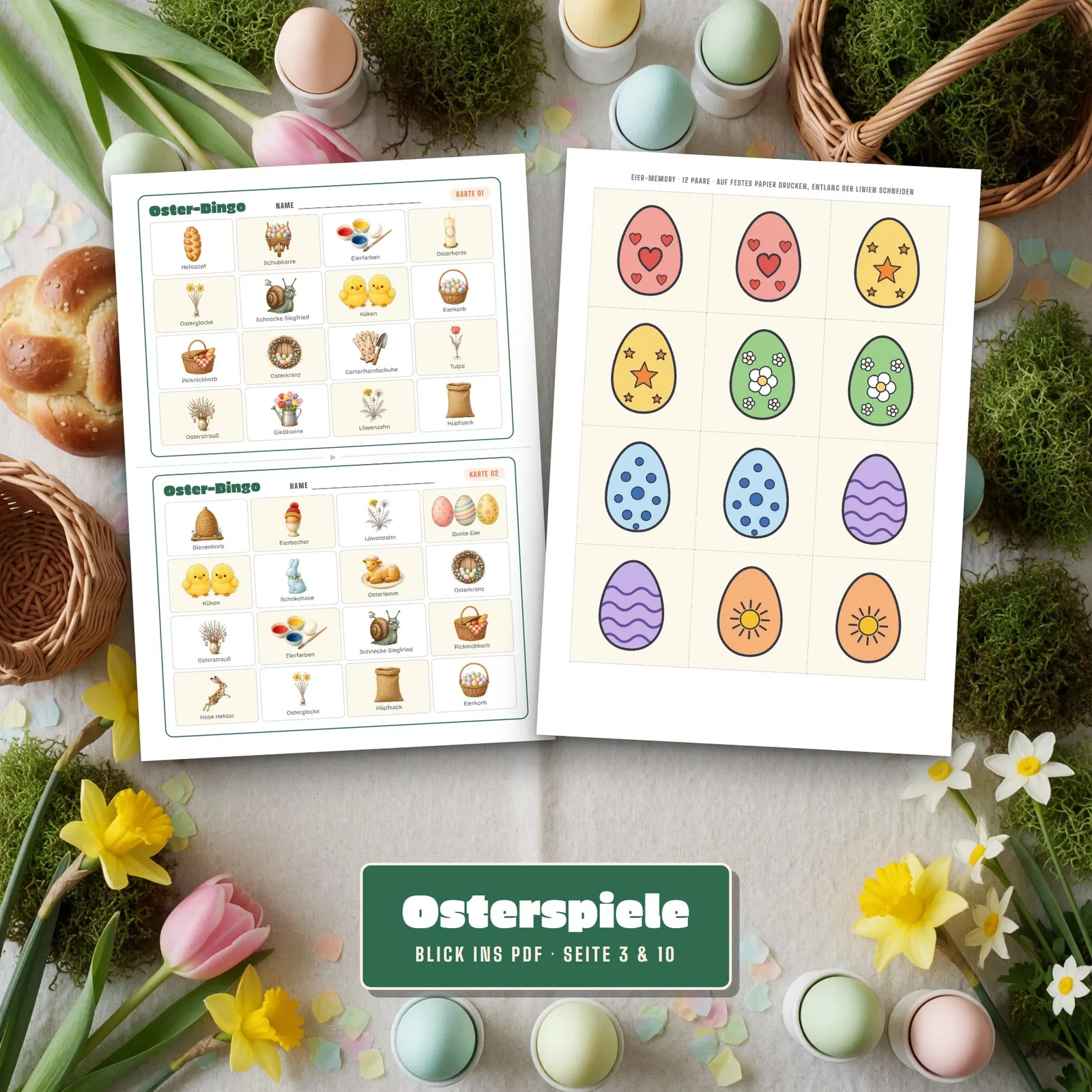 Osterspiele für die Familie zum Ausdrucken – Bingo, Memory und Quiz Osterspiele für die Familie zum Ausdrucken – Bingo, Memory und Quiz – Einblick 2
