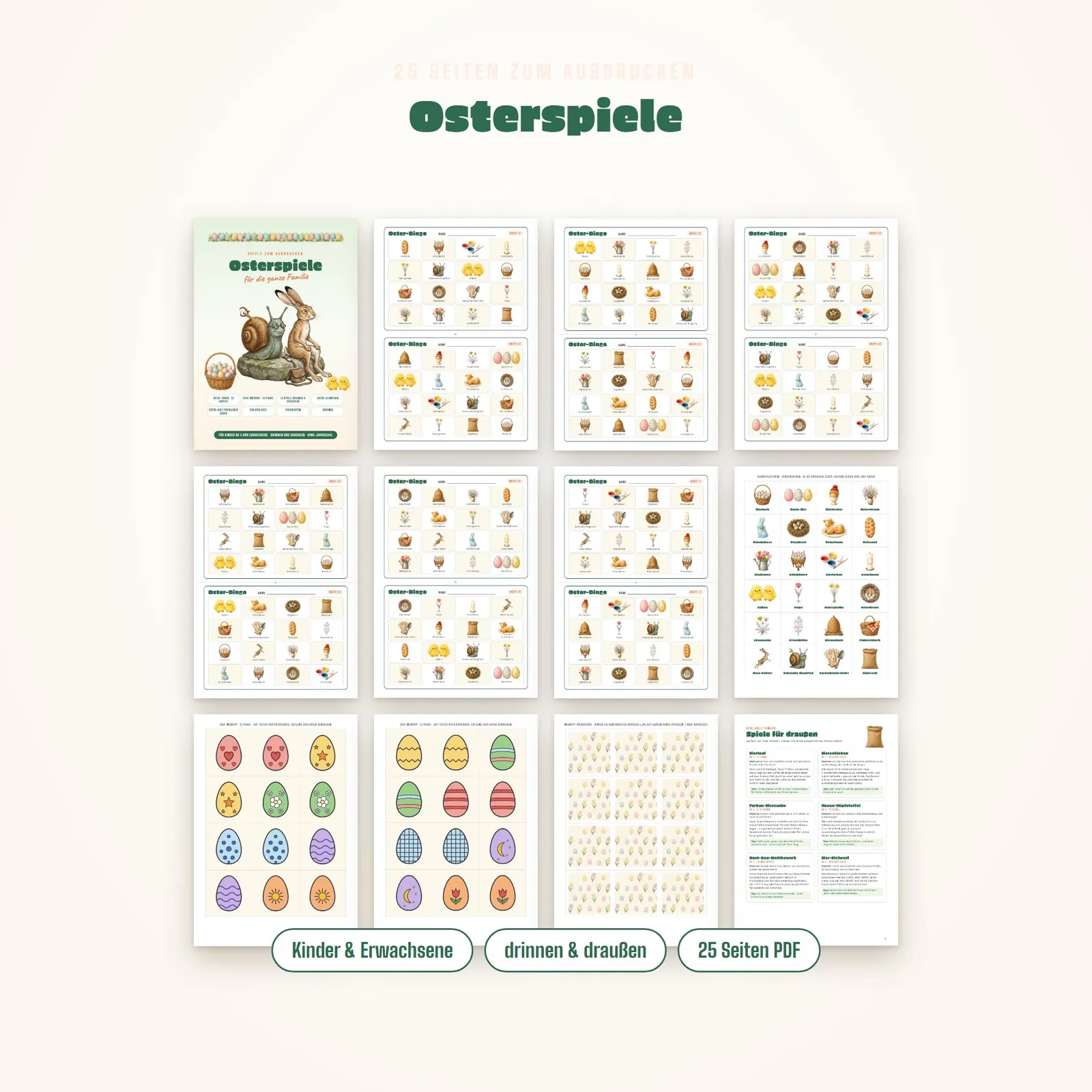 Osterspiele für die Familie zum Ausdrucken – Bingo, Memory und Quiz Osterspiele für die Familie zum Ausdrucken – Bingo, Memory und Quiz – Einblick 1