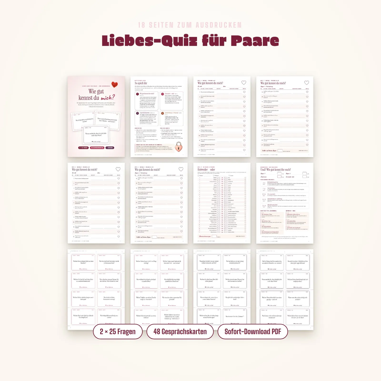Liebesquiz für Paare zum Ausdrucken – Wie gut kennst du mich? – Einblick 1