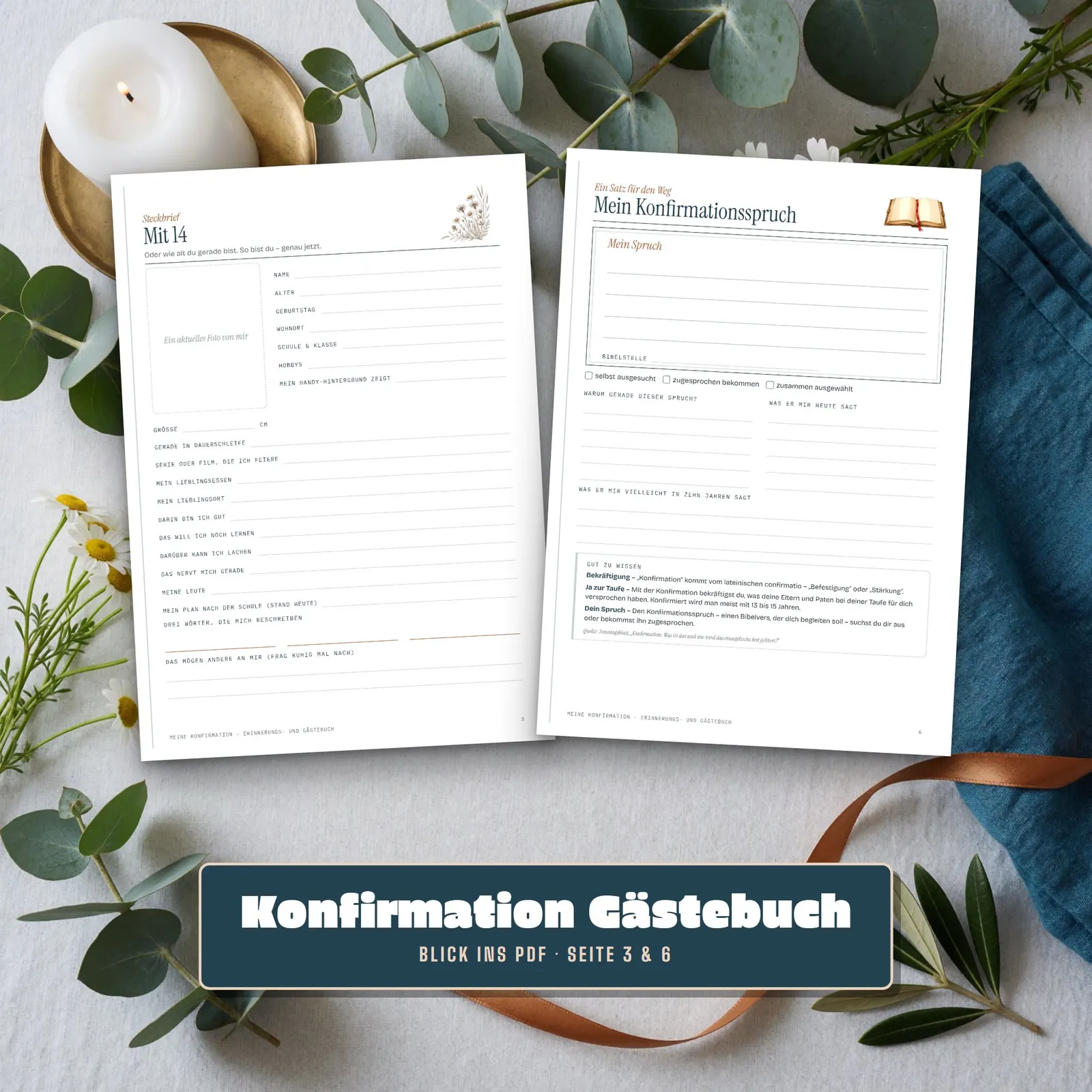Konfirmation-Gästebuch zum Ausdrucken – Meine Konfirmation – Einblick 2