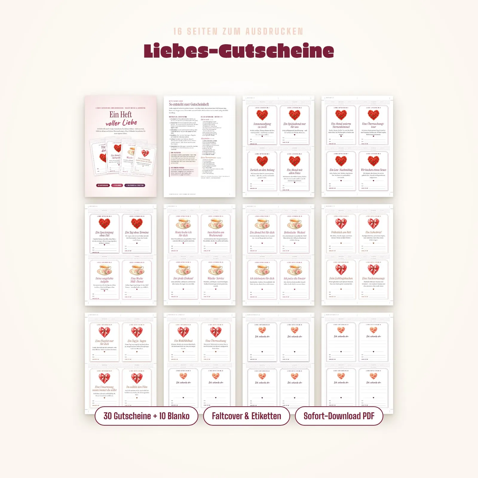 Liebesgutscheine zum Ausdrucken – Ein Heft voller Liebe – Einblick 1