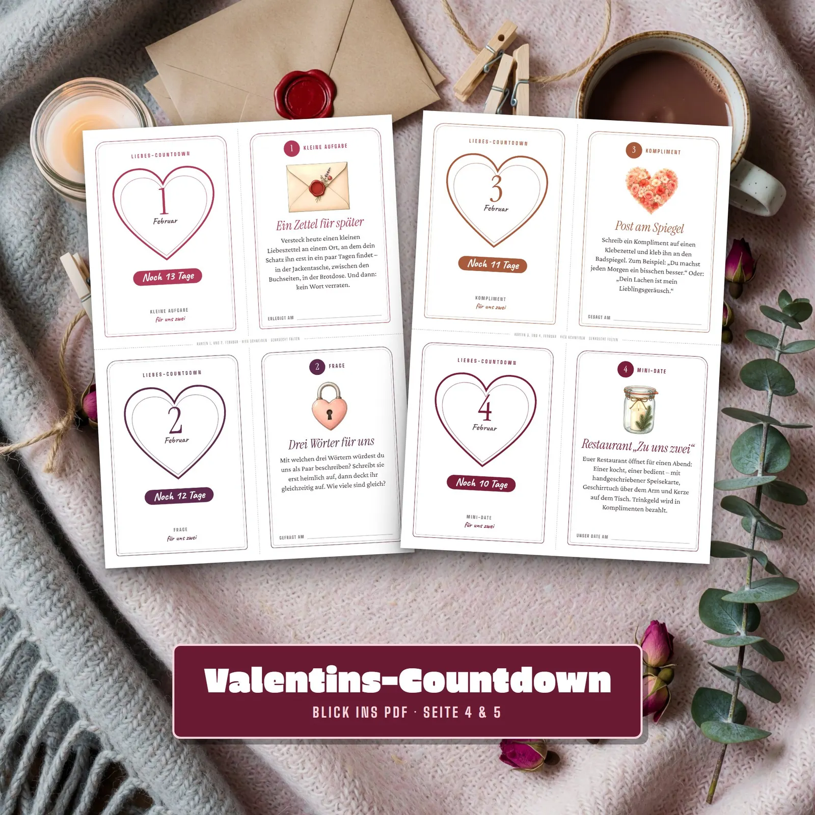 Valentinstag-Countdown zum Ausdrucken – Noch 14 Mal schlafen – Einblick 2