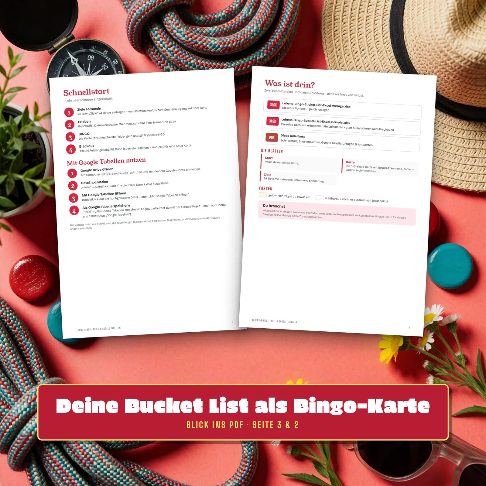 Bucket List Bingo als Excel-Vorlage – Lebens-Bingo mit 25 Feldern Bucket List Bingo als Excel-Vorlage – Lebens-Bingo mit 25 Feldern – Blick in die Tabelle 3