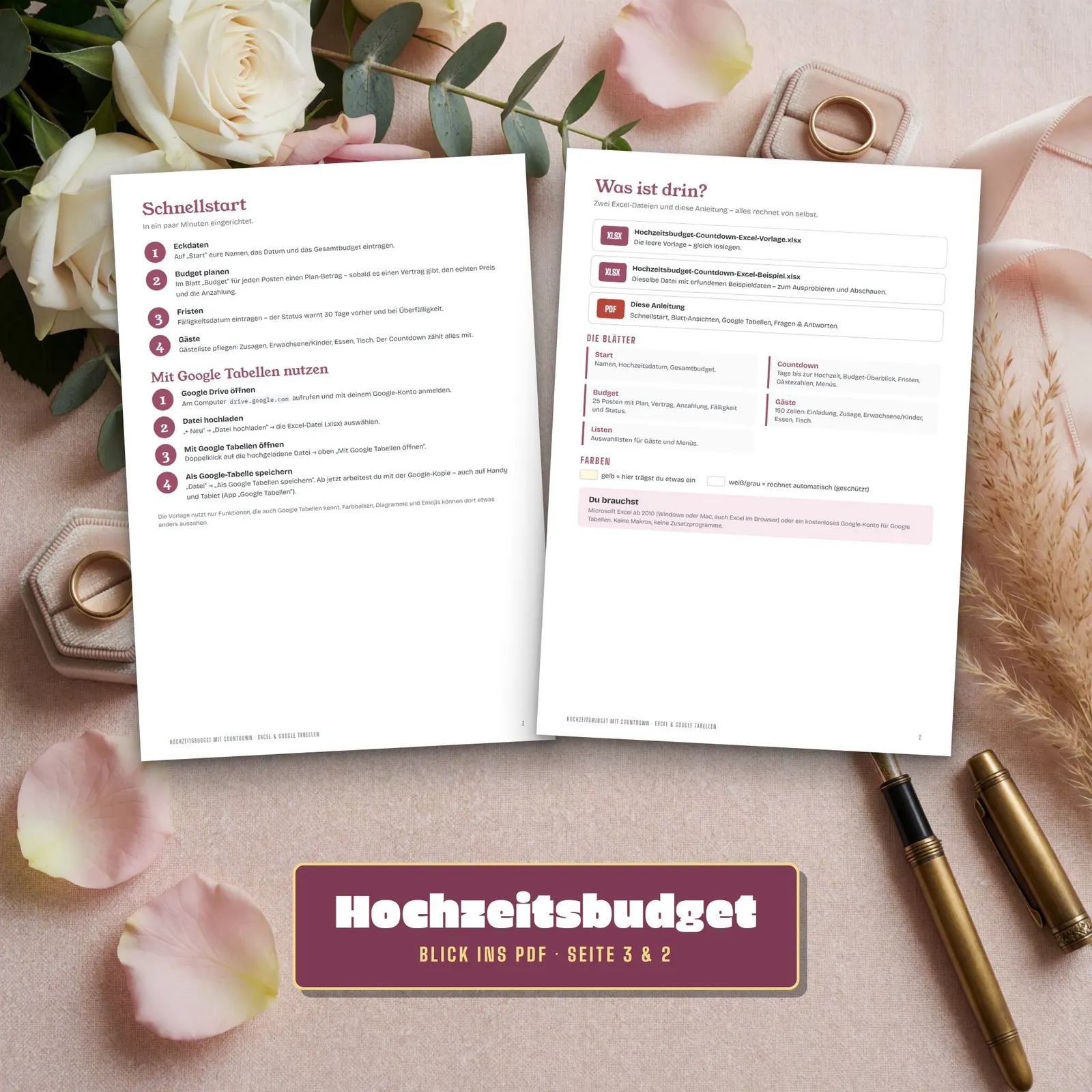 Hochzeitsbudget Excel-Vorlage mit Countdown und Gästeliste – Blick in die Tabelle 3