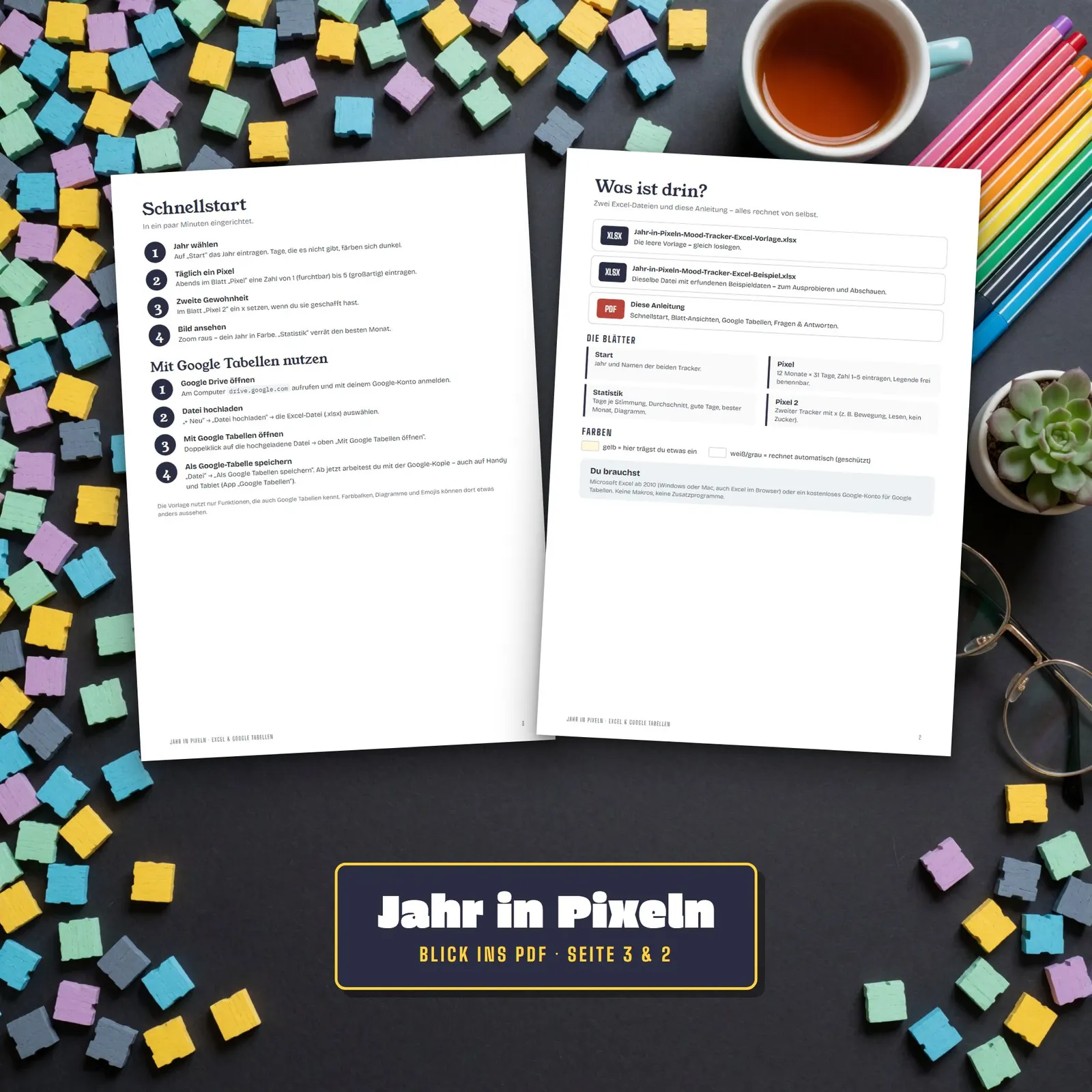 Year in Pixels als Excel-Vorlage – dein Jahr in Pixeln – Blick in die Tabelle 3
