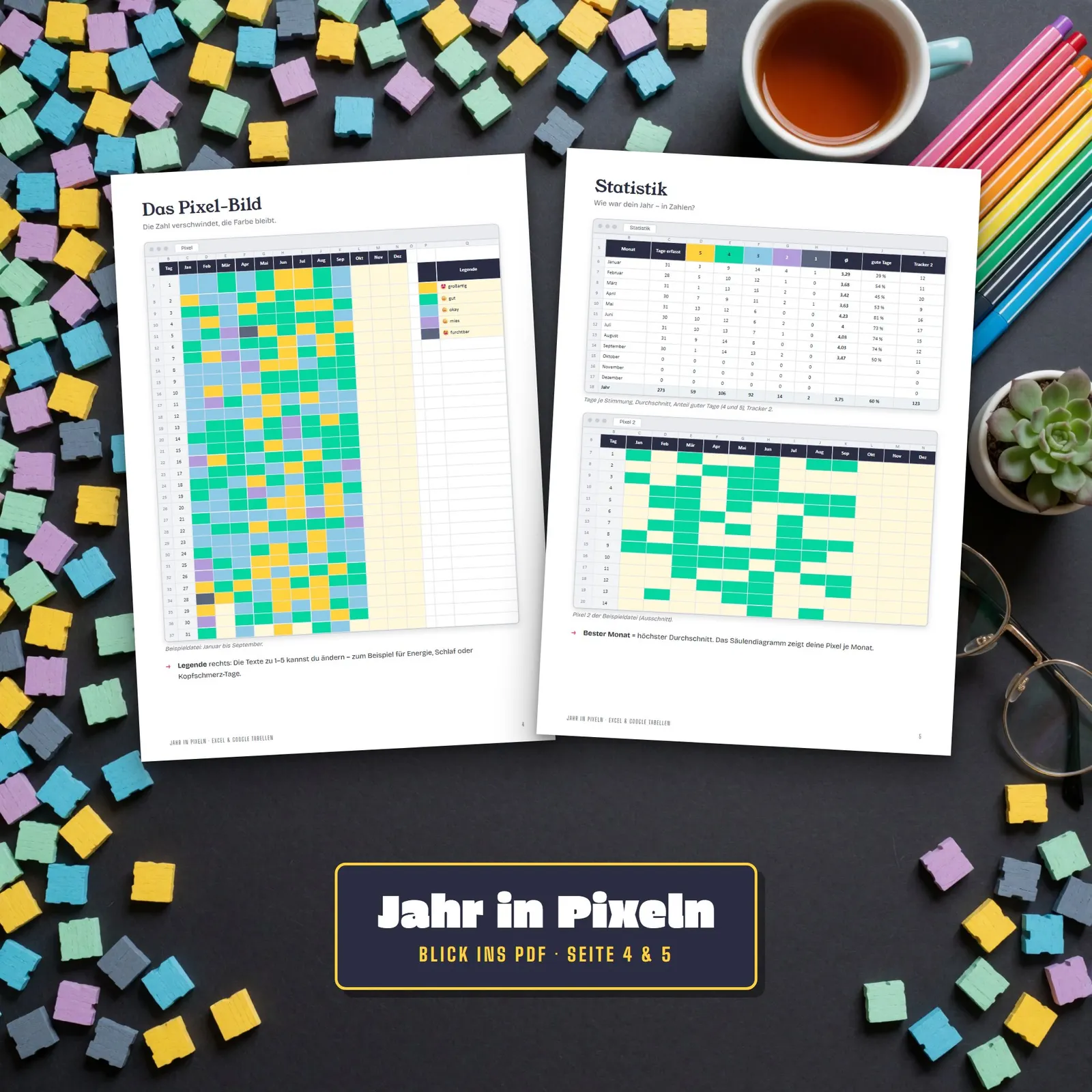 Year in Pixels als Excel-Vorlage – dein Jahr in Pixeln – Blick in die Tabelle 2