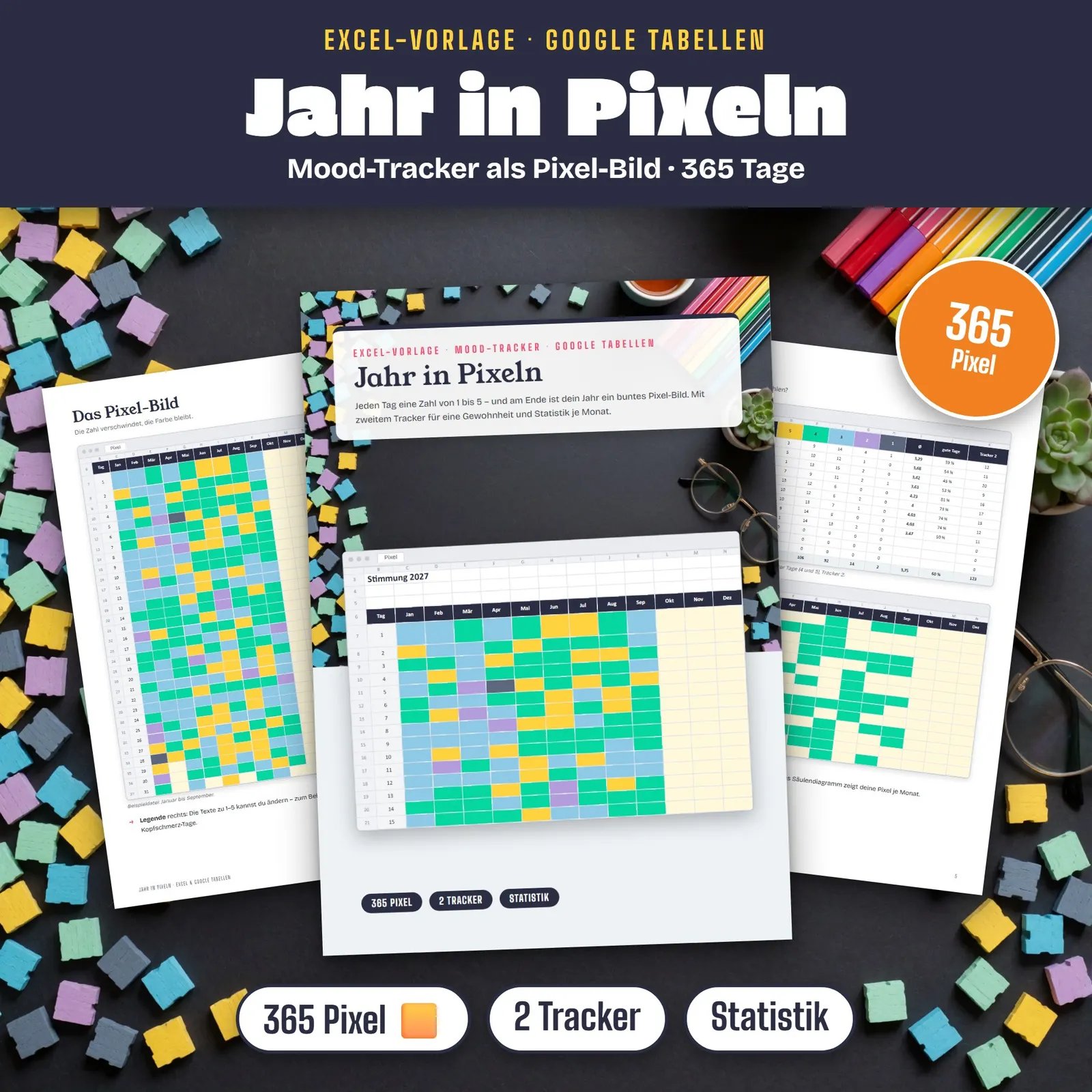 Year in Pixels als Excel-Vorlage – dein Jahr in Pixeln – Titelbild