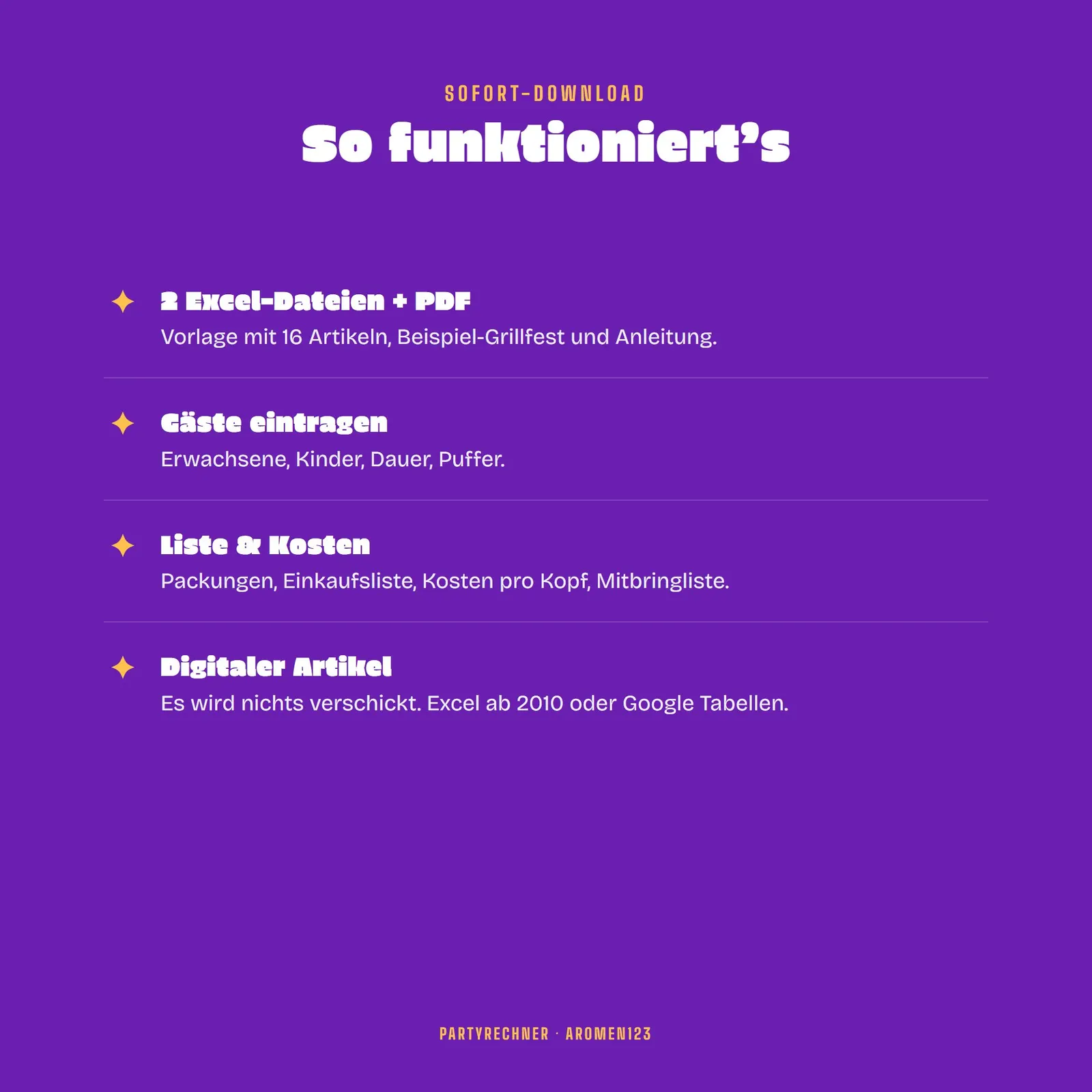 Partymengen-Rechner Excel-Vorlage fürs Grillfest mit Einkaufsliste – Blick in die Tabelle 4