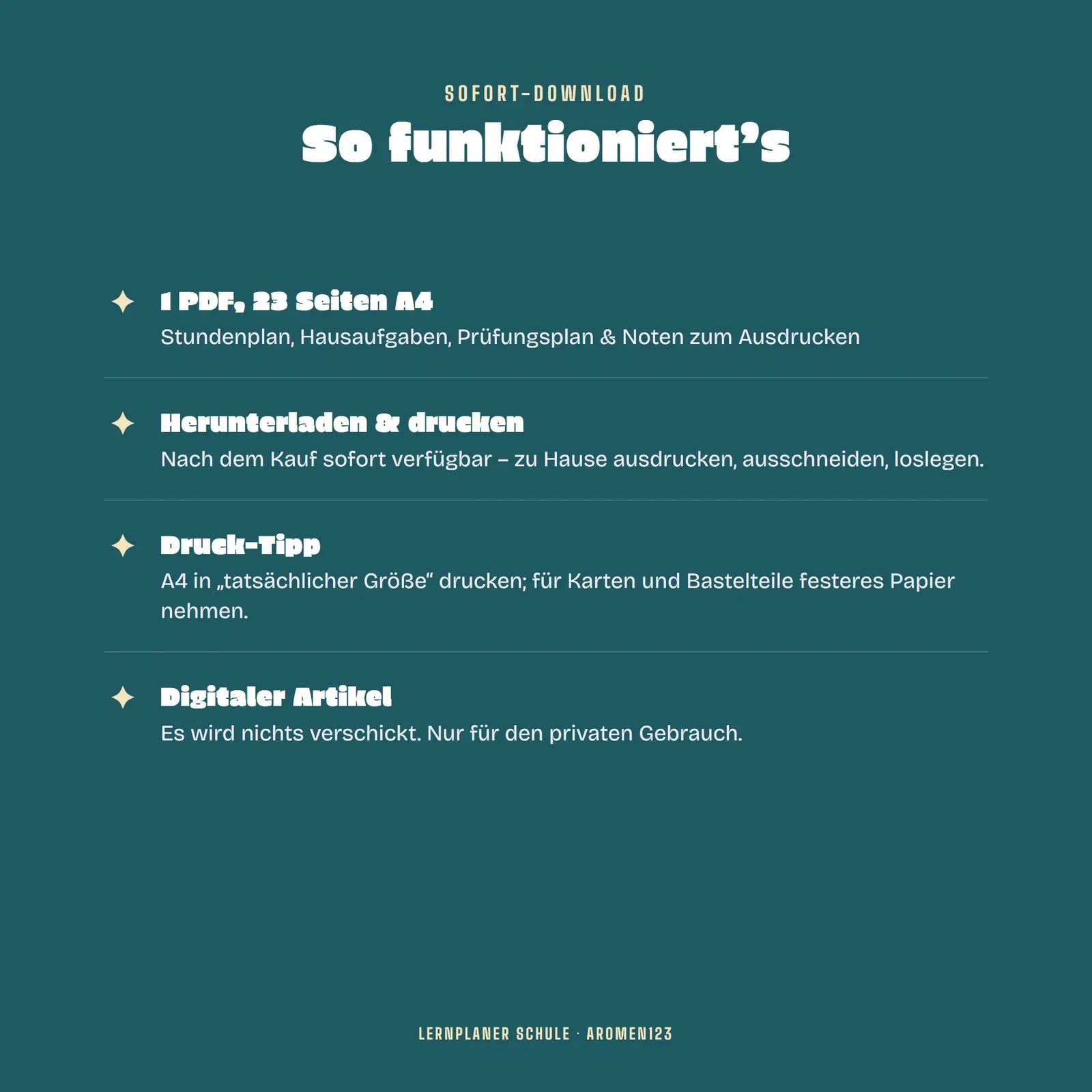 Lernplaner Schule zum Ausdrucken mit Stundenplan und Notenübersicht – Einblick 4