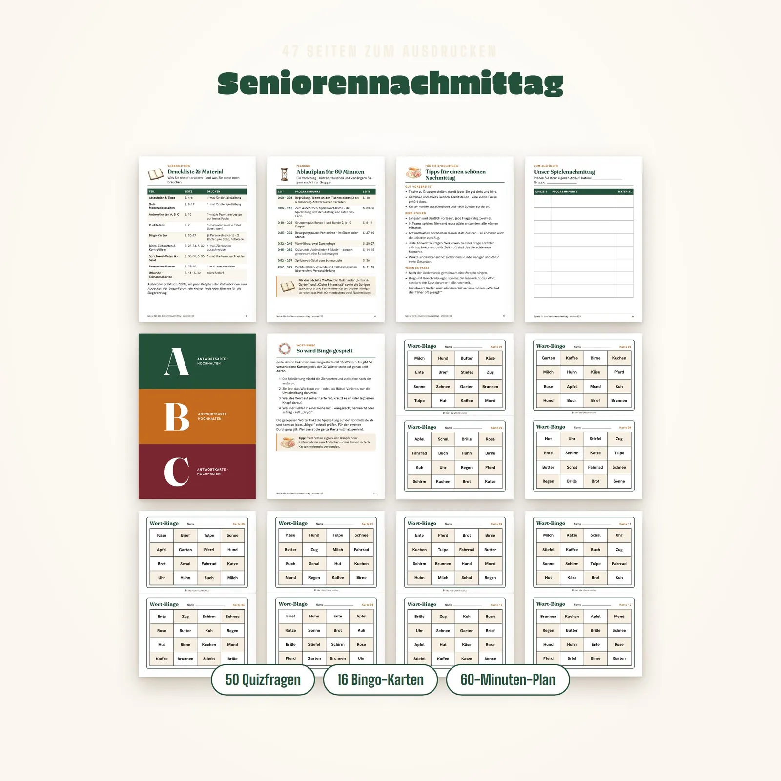 Spiele für den Seniorennachmittag – Gruppenspiele zum Ausdrucken Spiele für den Seniorennachmittag – Gruppenspiele zum Ausdrucken – Einblick 1
