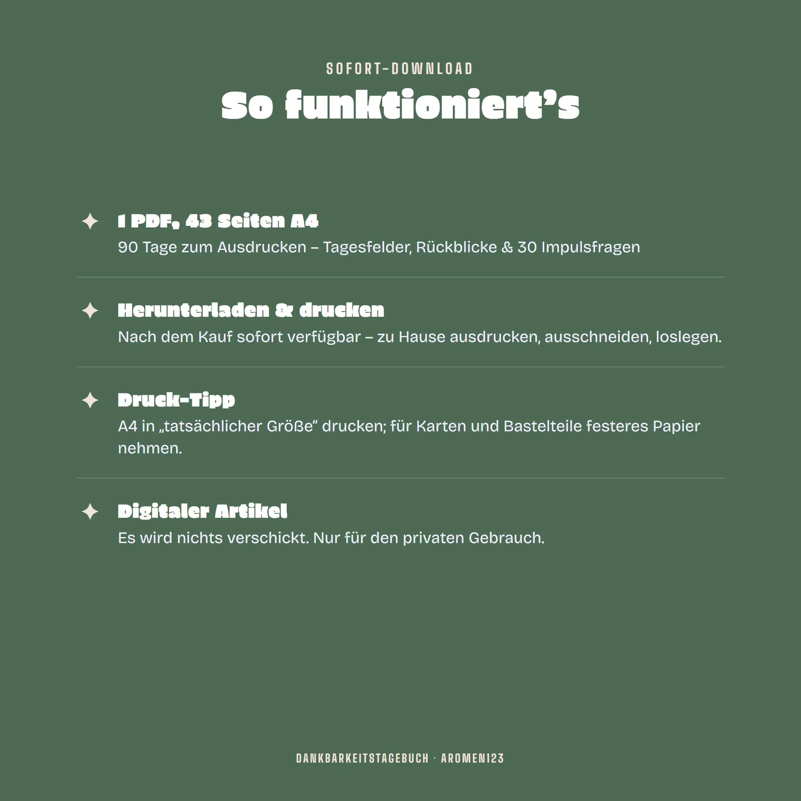 Dankbarkeitstagebuch zum Ausdrucken – 90 Tage mit Impulsfragen – Einblick 4