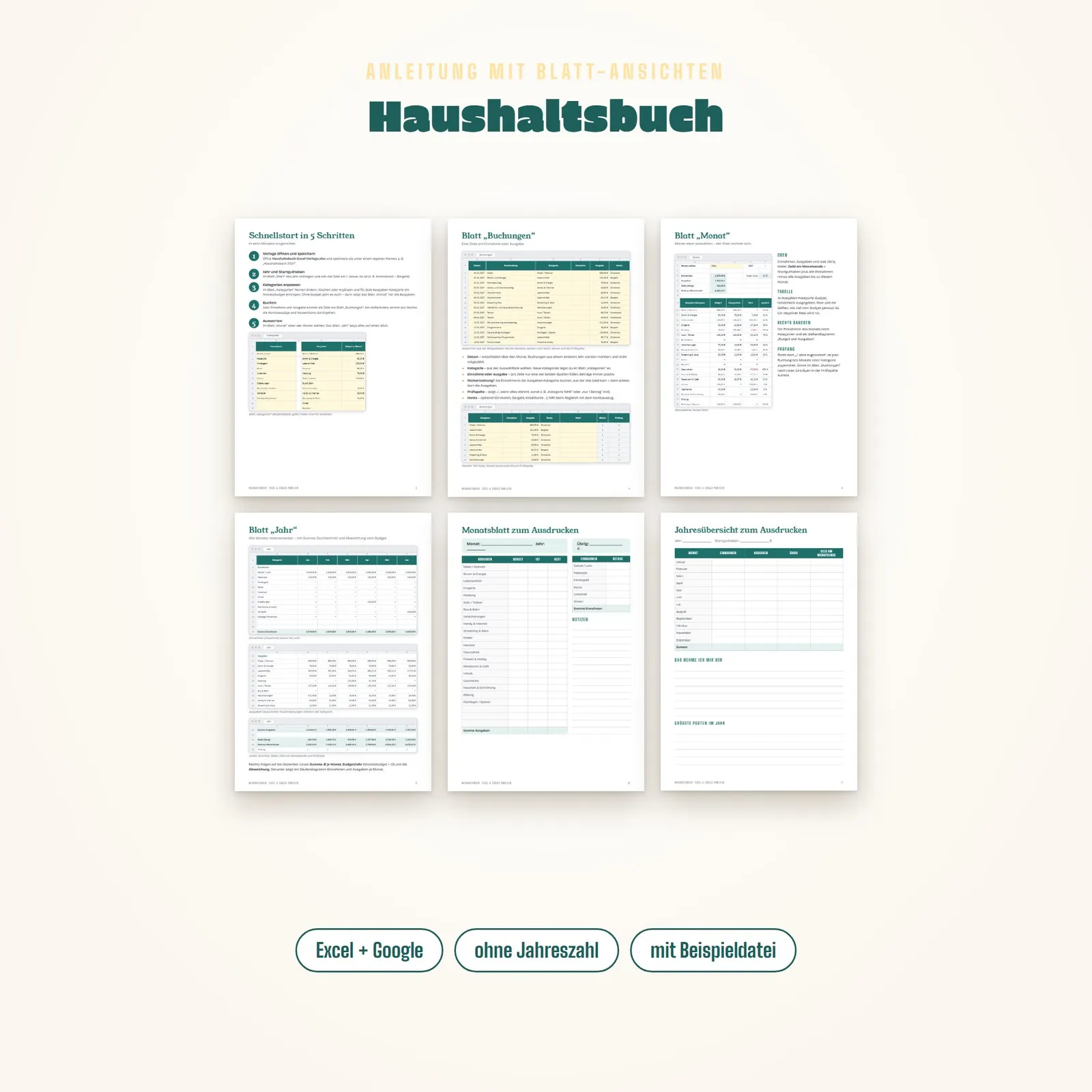 Haushaltsbuch Excel-Vorlage mit Monatsbudget und Sparzielen Haushaltsbuch Excel-Vorlage mit Monatsbudget und Sparzielen – Blick in die Tabelle 1